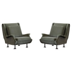 Marco Zanuso "Regent" Armchairs for Arflex, Sage Green Velvet, 1960, Set of 2