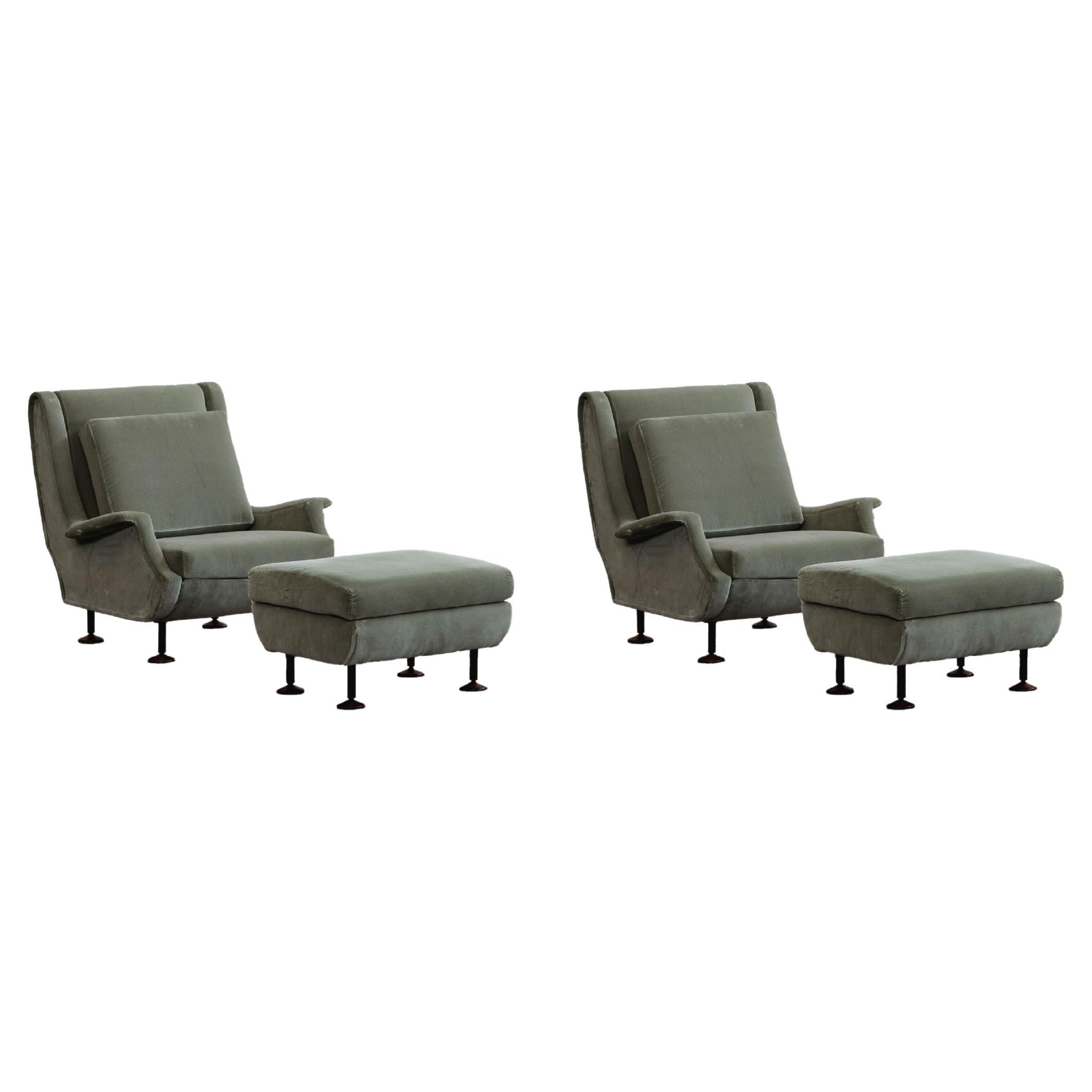 Marco Zanuso "Regent" Armchairs With Ottoman for Arflex, 1960, Set of 4