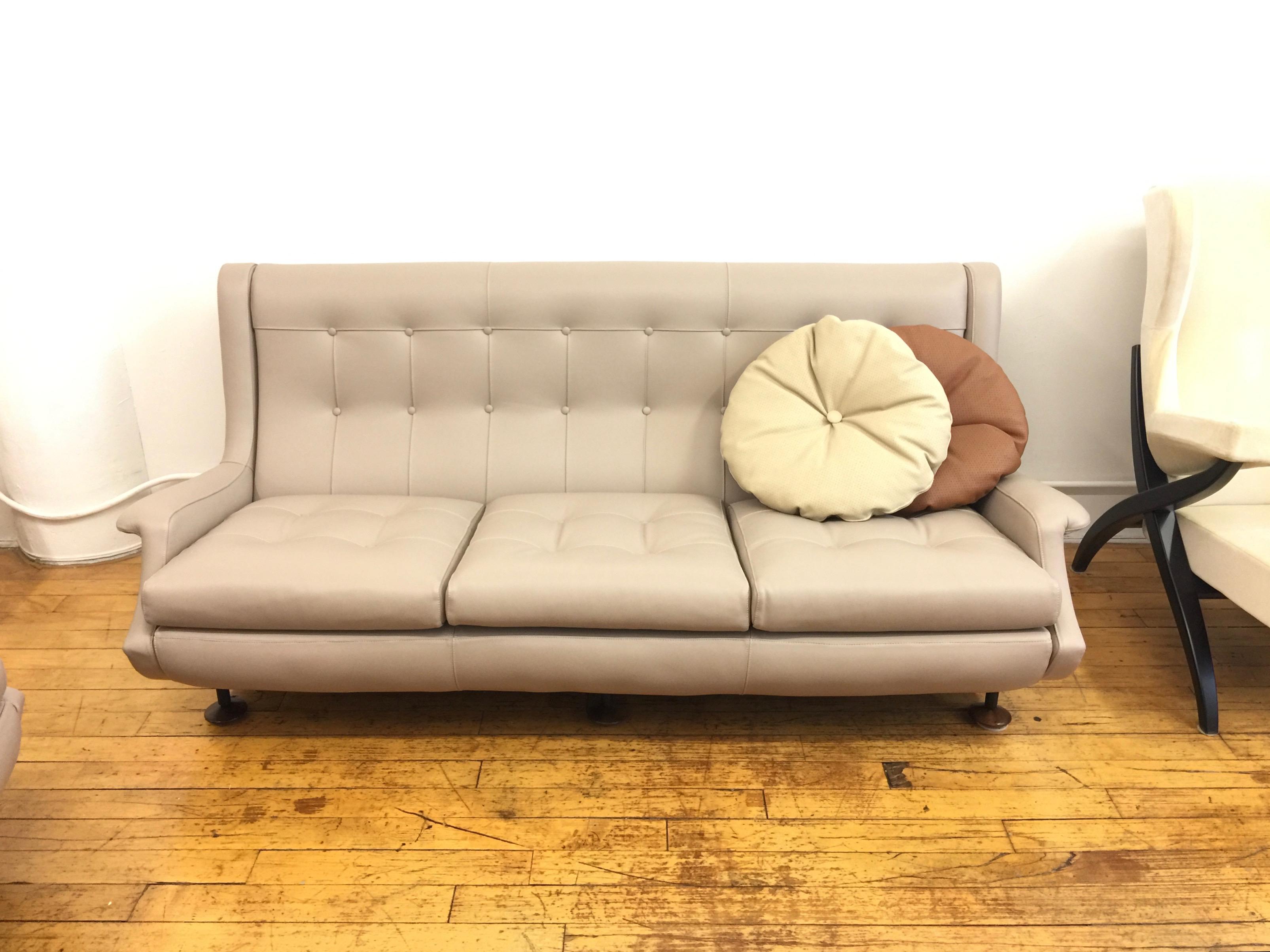 Mid-Century Modern Marco Zanuso Regent Sofa, Arflex, Italy, 1960s, Restored Luxe Italian Leather For Sale