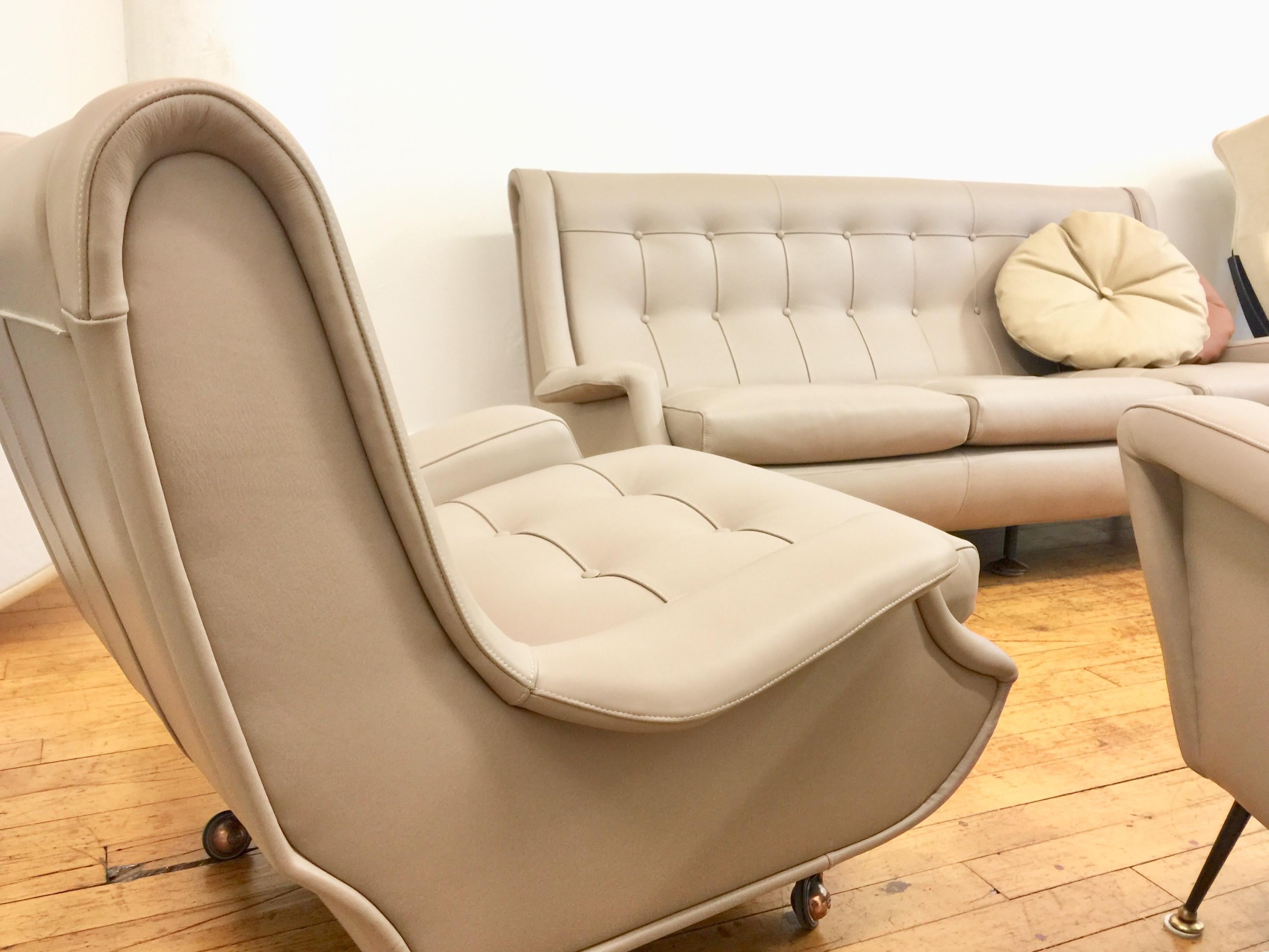 Marco Zanuso Regent Sofa, Arflex, Italy, 1960s, Restored Luxe Italian Leather For Sale 1