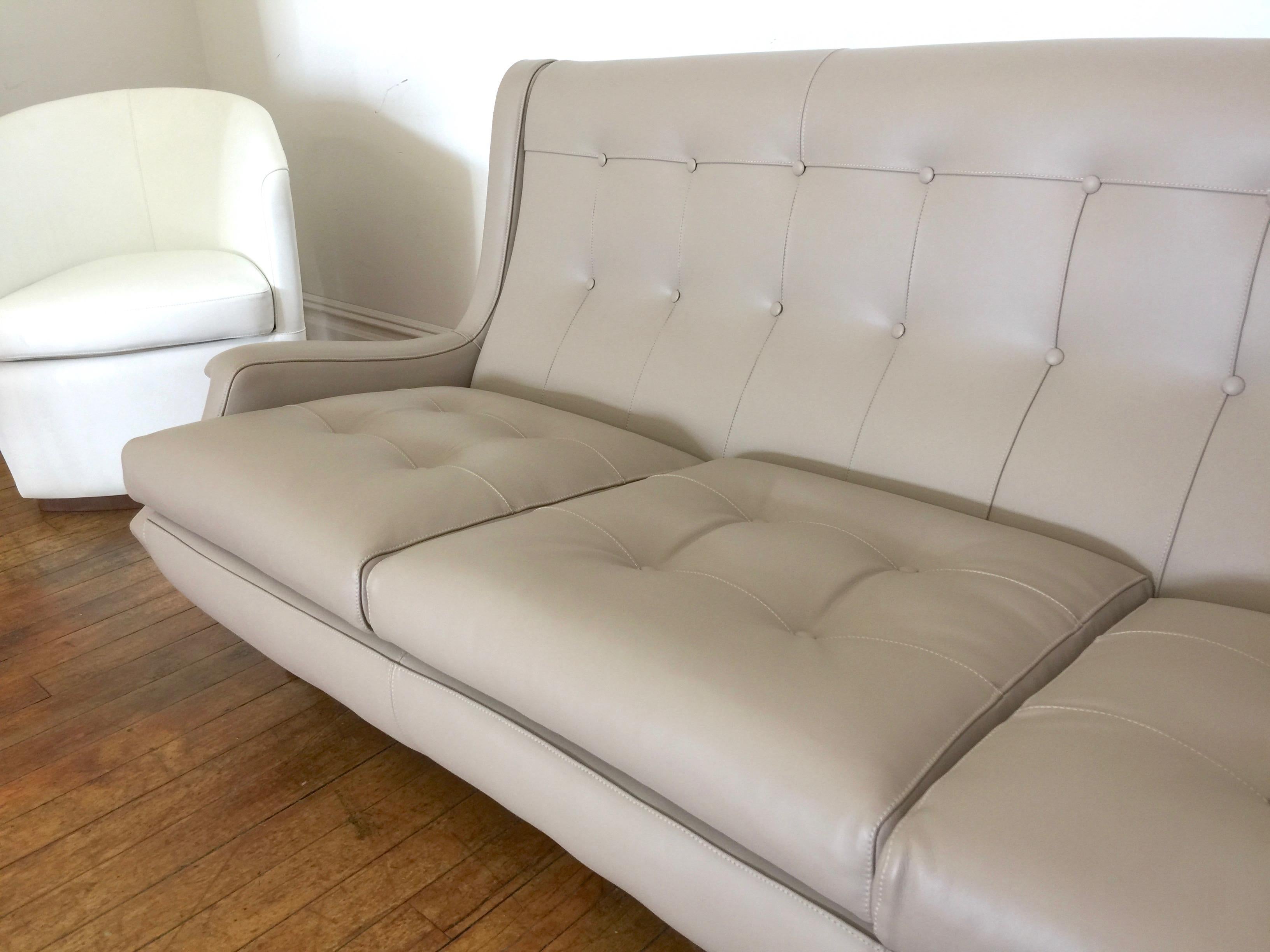 Marco Zanuso Regent Sofa, Arflex, Italy, 1960s, Restored Luxe Italian Leather For Sale 3
