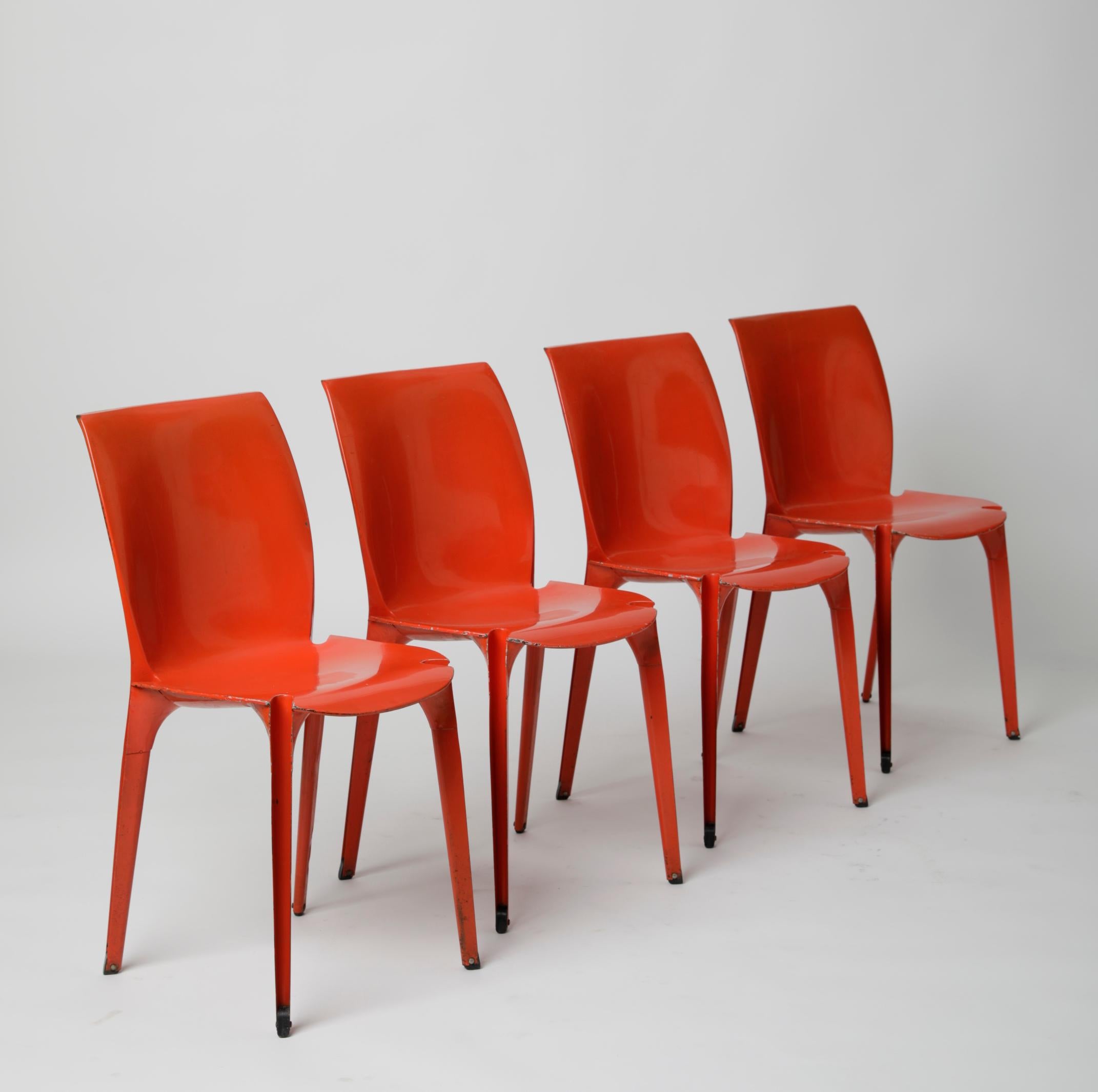 Enameled Marco Zanuso & Richard Sapper,  ‘Lambda’ Chairs, Gavina Production, Italy, 1959 For Sale