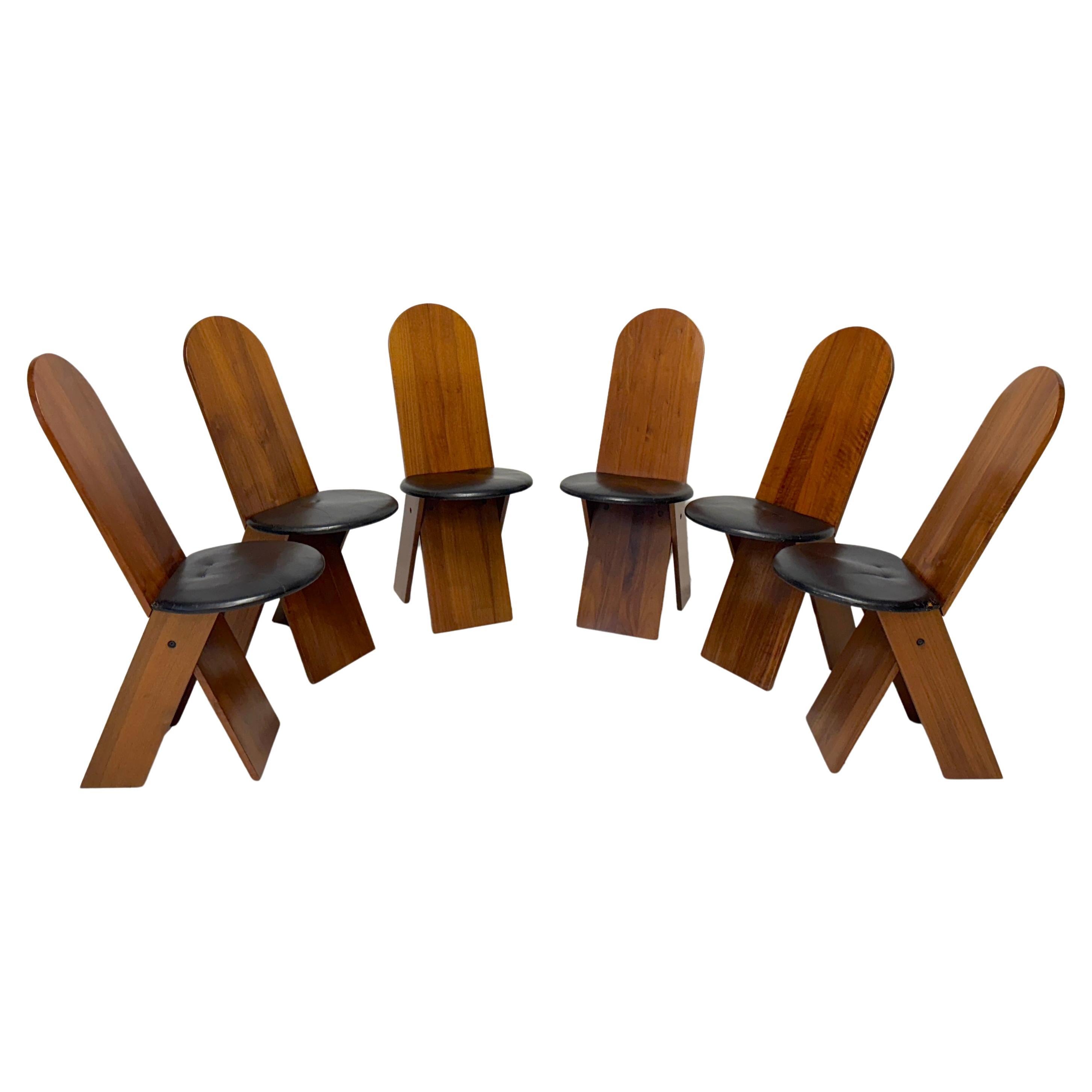 Marco Zanuso, Six dining chairs mod. SD57, prod. 70s Poggi