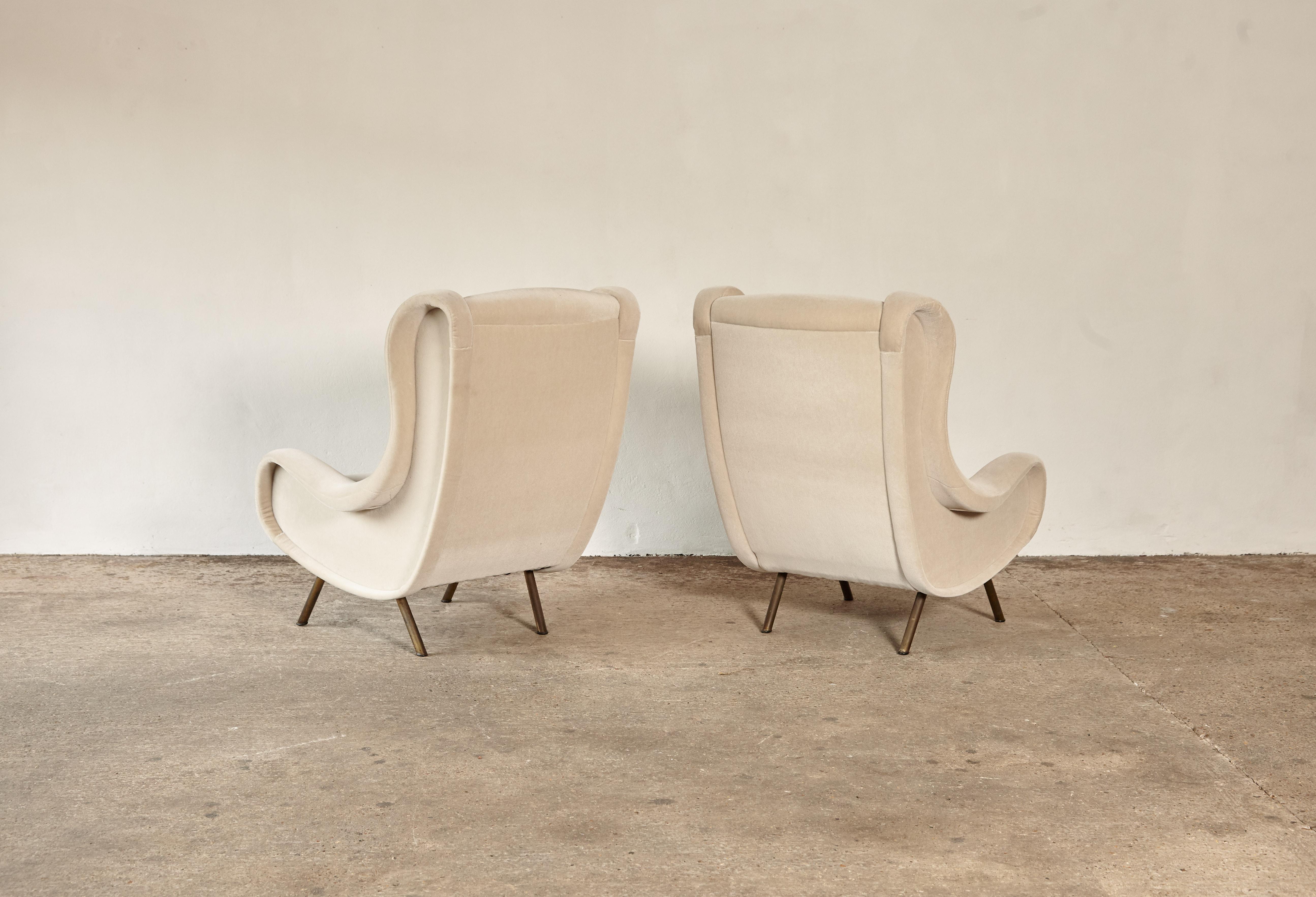 Marco Zanuso Senior Chairs, Mohair Velvet, Arflex, Italy, 1960s 3