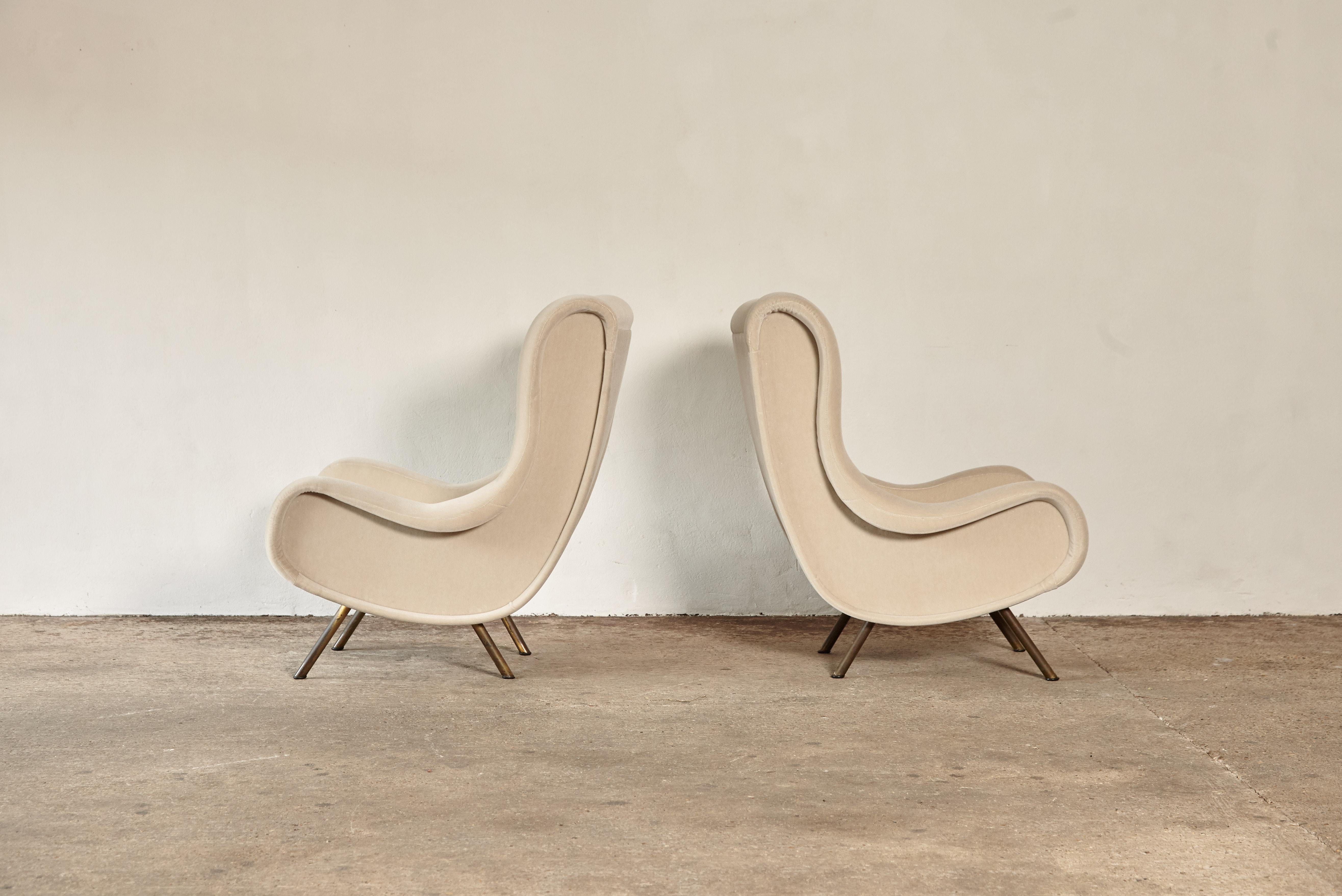 Marco Zanuso Senior Chairs, Mohair Velvet, Arflex, Italy, 1960s 4