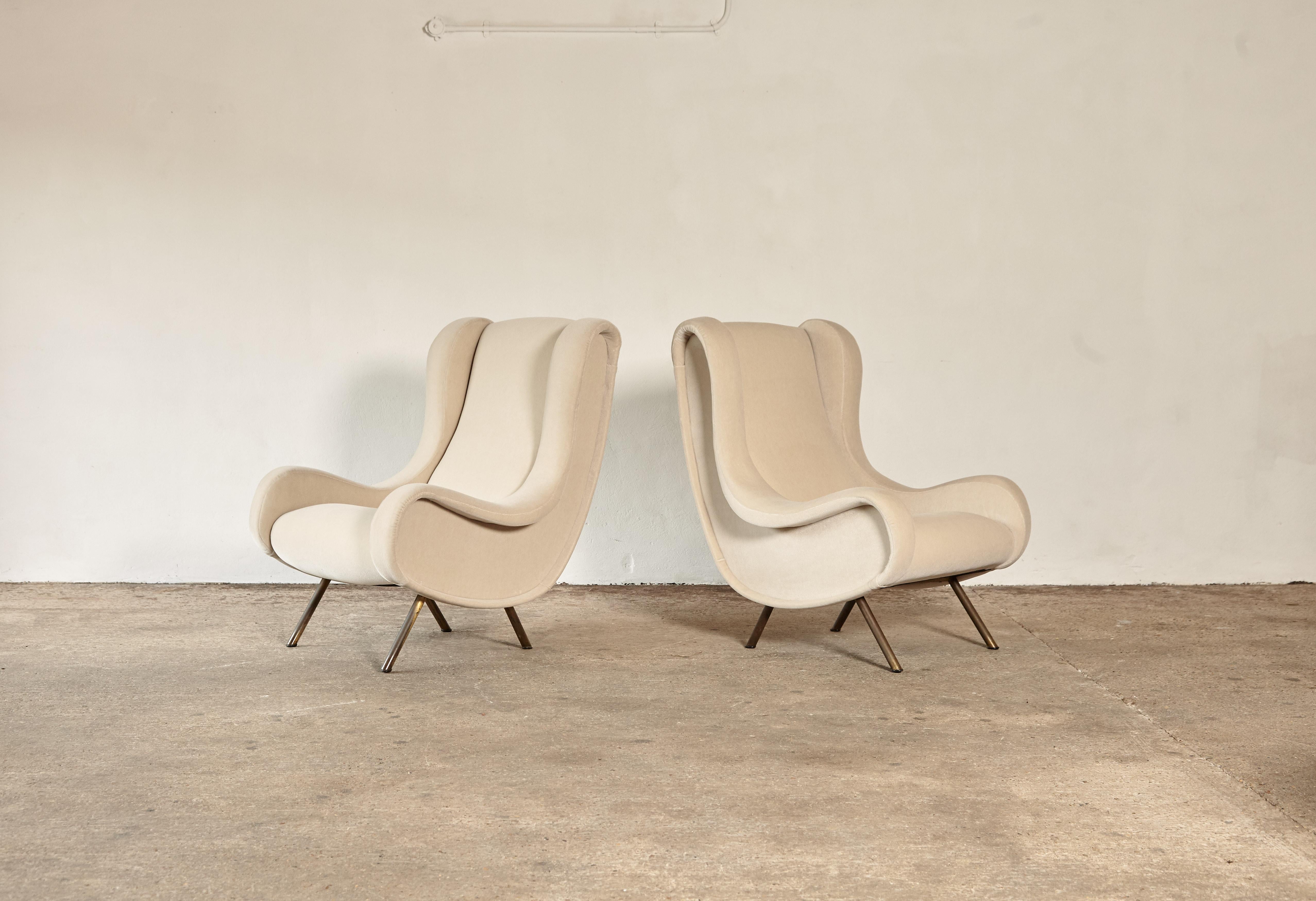 Marco Zanuso Senior Chairs, Mohair Velvet, Arflex, Italy, 1960s In Good Condition In London, GB