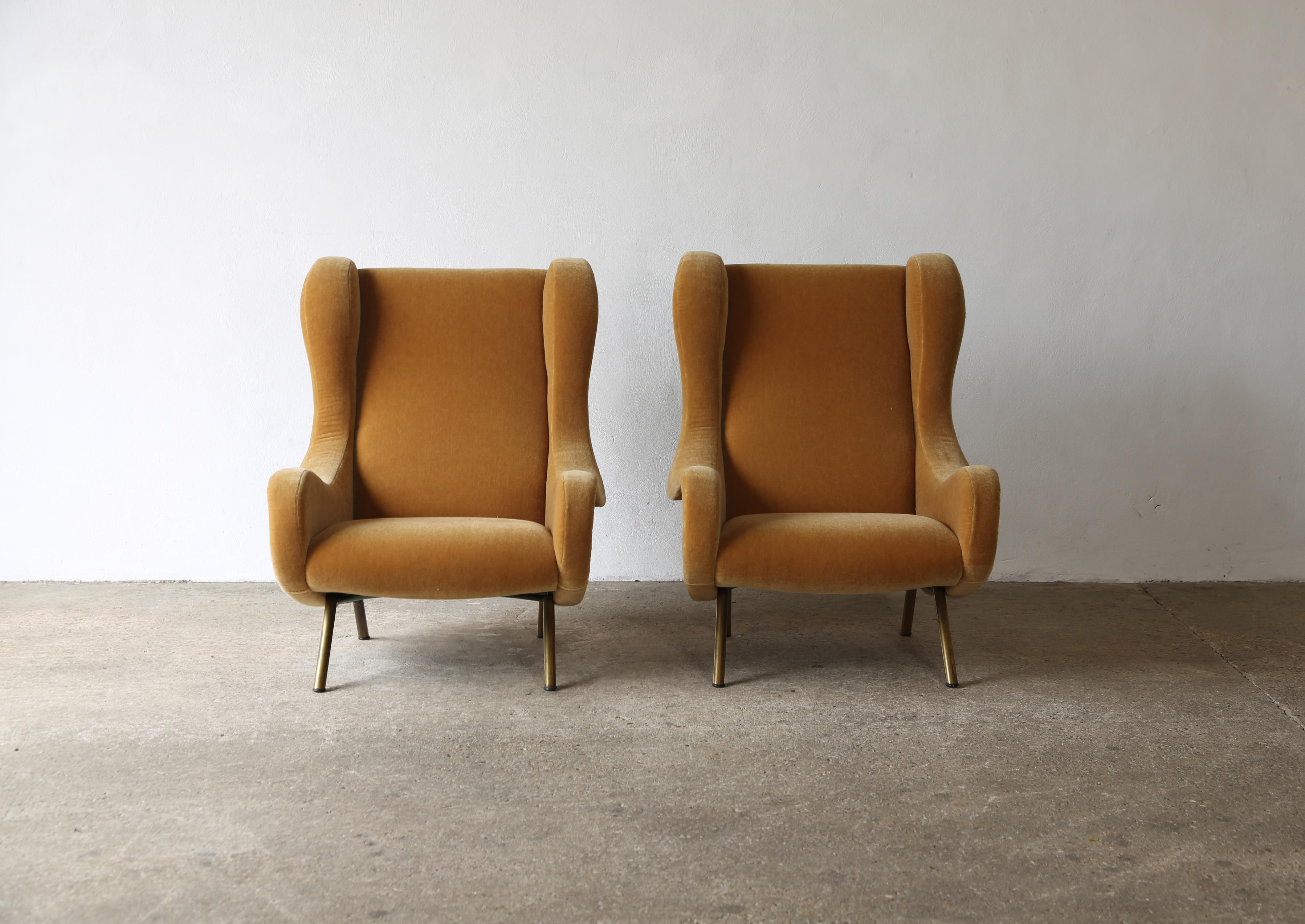 Mid-Century Modern Marco Zanuso Senior Chairs, Pure Mohair, Arflex, Italy, 1960s