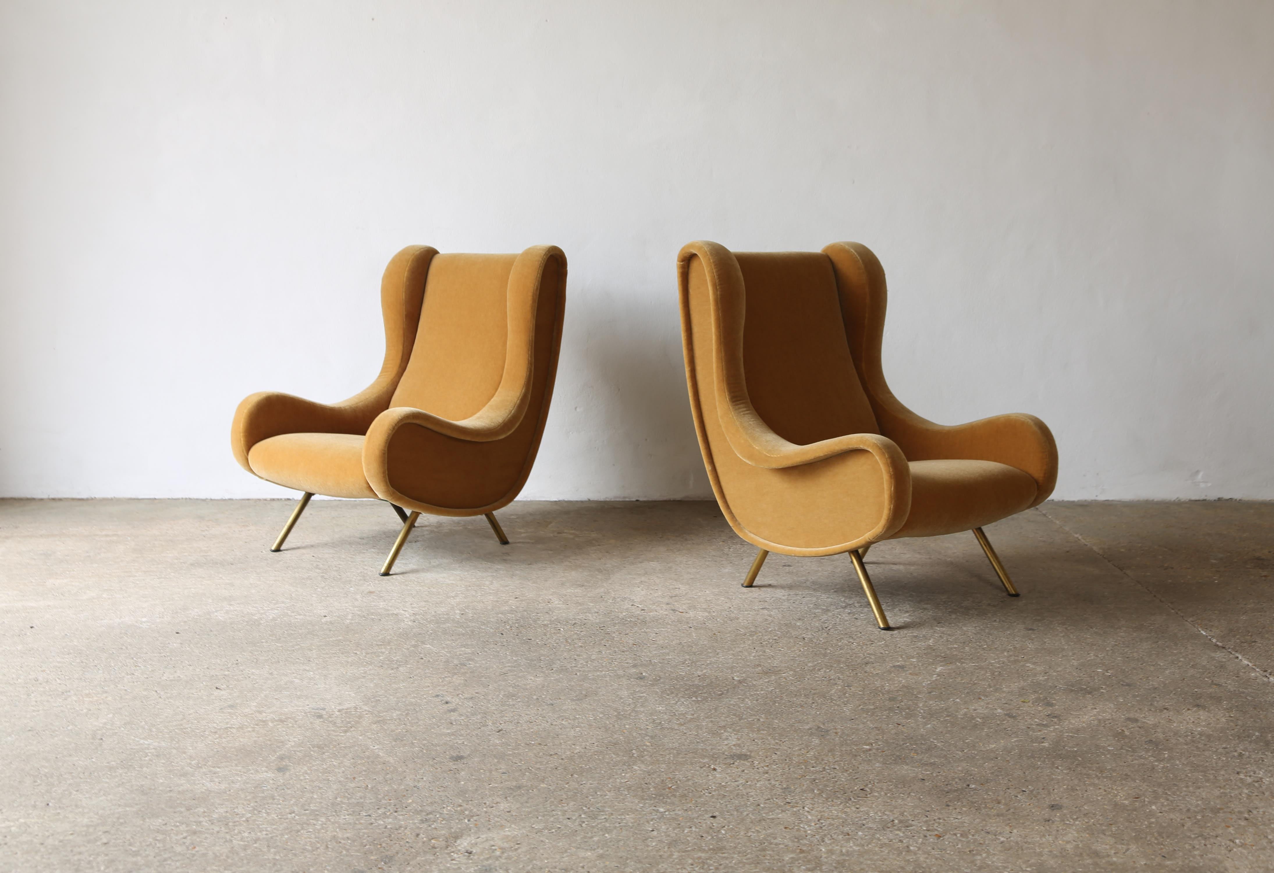 Marco Zanuso Senior Chairs, Pure Mohair, Arflex, Italy, 1960s In Good Condition In LEWES, GB