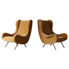 Marco Zanuso Senior Chairs, Pure Mohair, Arflex, Italy, 1960s