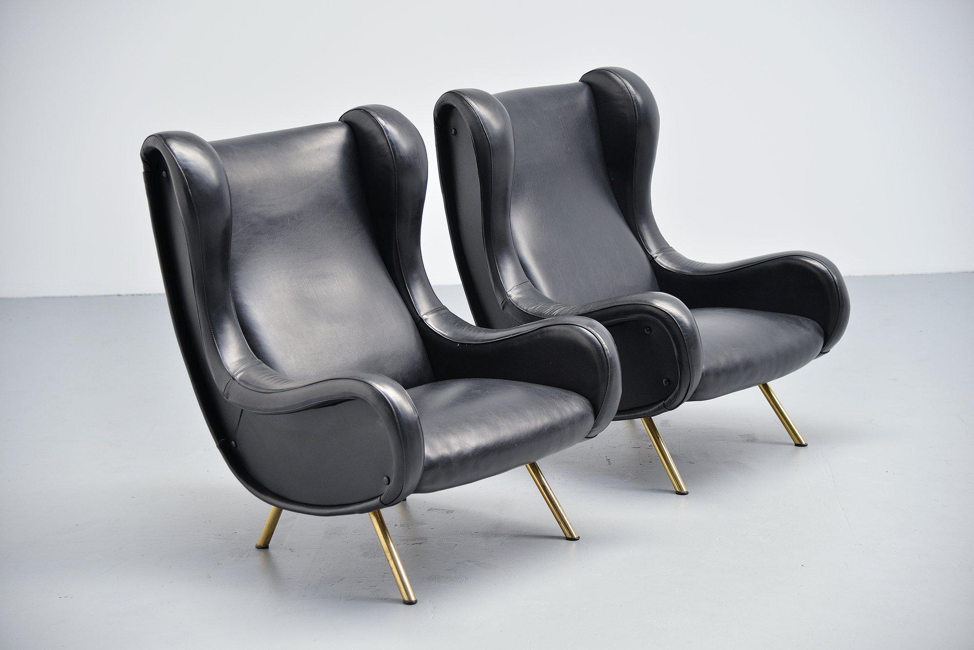Mid-Century Modern Marco Zanuso Senior Lounge Chairs Arflex, Italy, 1951