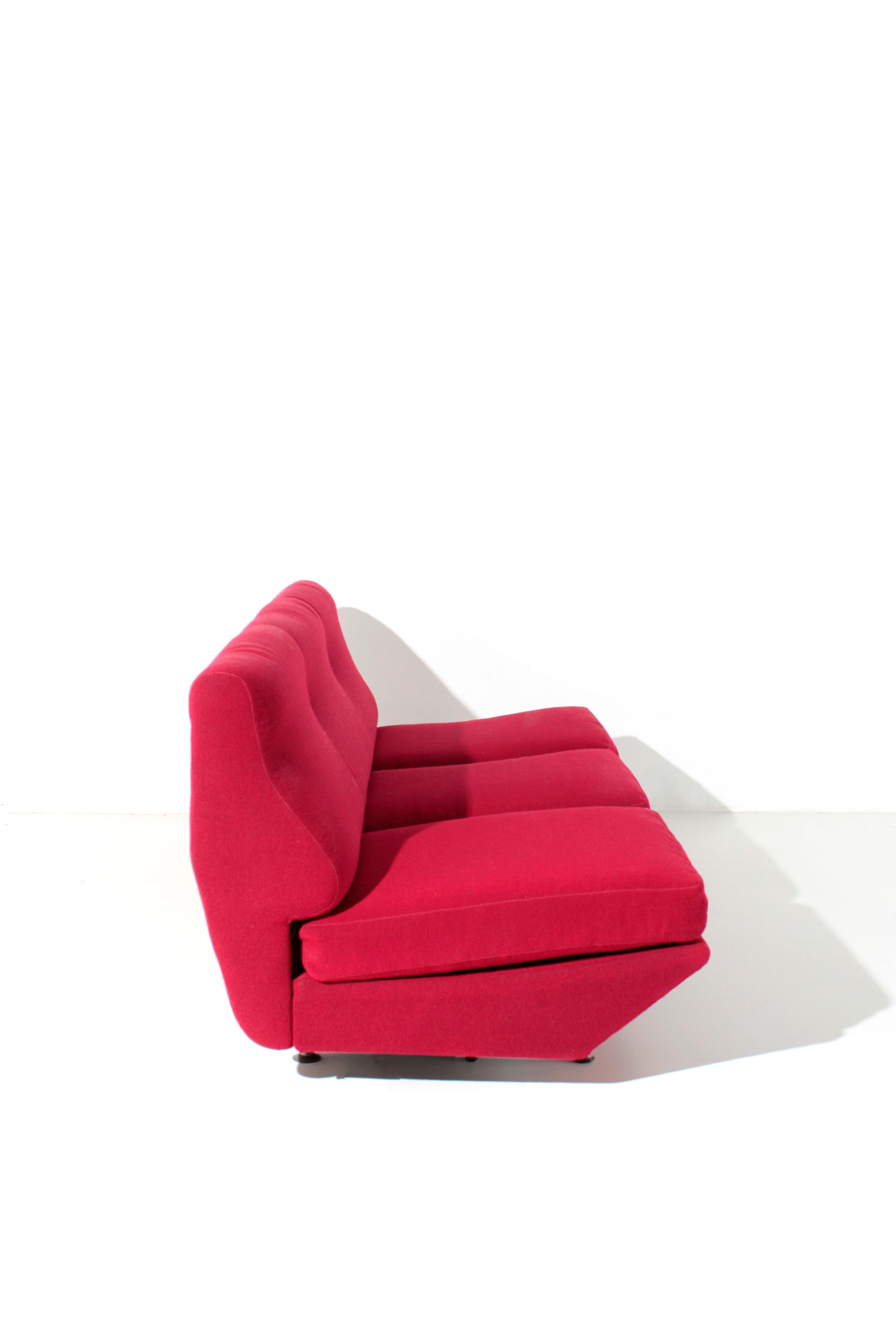 Marco Zanuso Sleep-o-Matic Midcentury Sofa Bed in Red Fabric, 1954 In Good Condition In Milano, IT