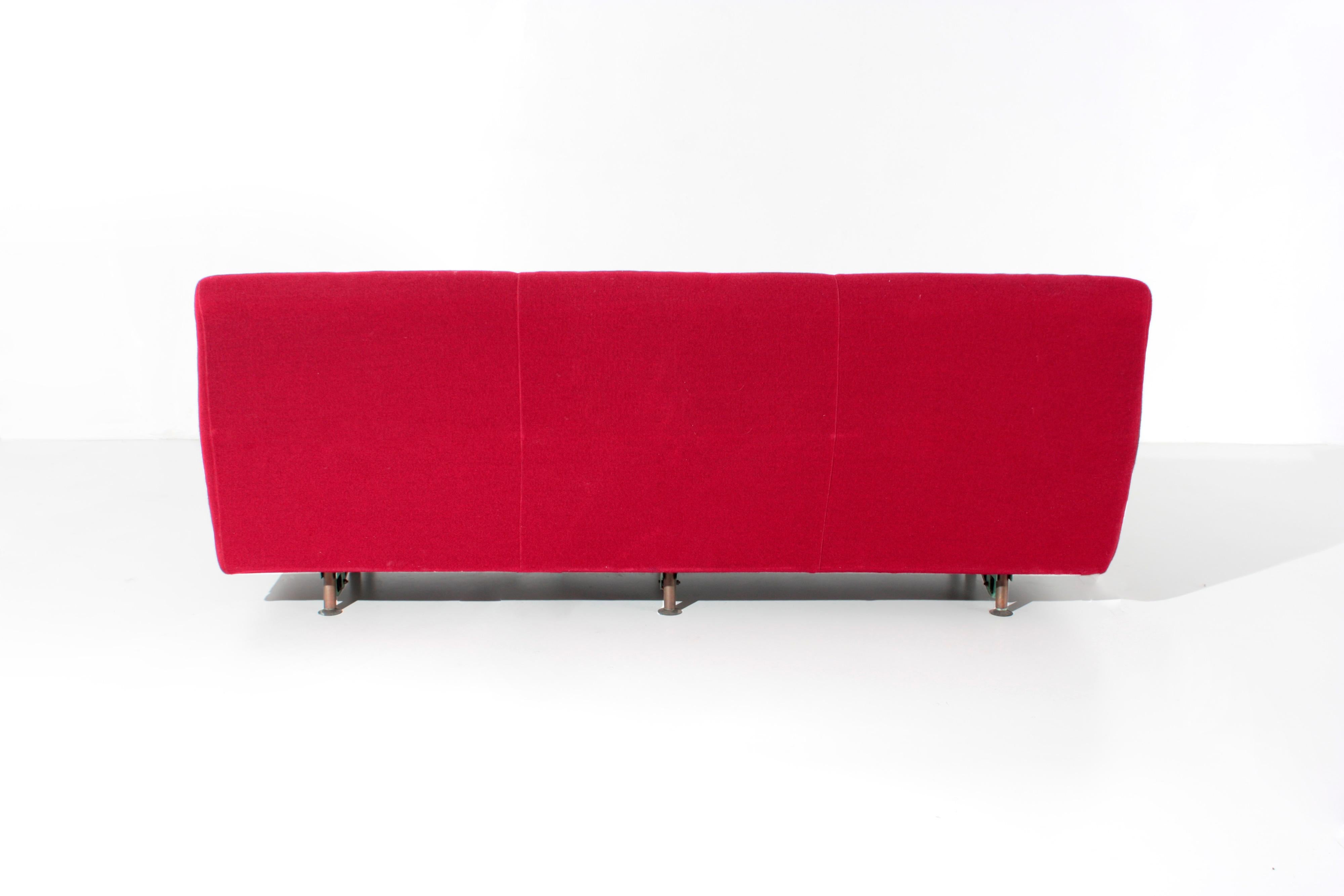 Metal Marco Zanuso Sleep-o-Matic Midcentury Sofa Bed in Red Fabric, 1954