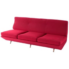 Marco Zanuso Sleep-o-Matic Midcentury Sofa Bed in Red Fabric, 1954