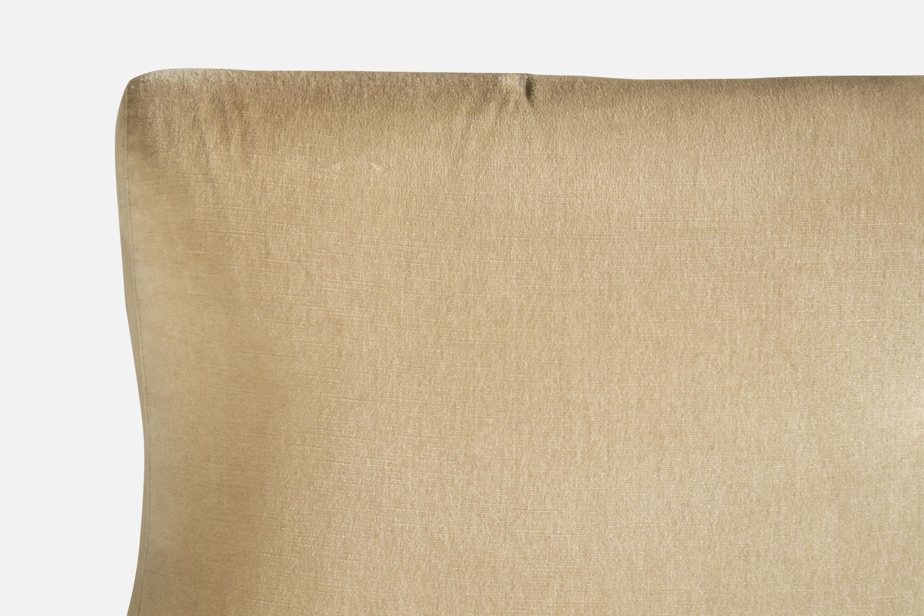 Marco Zanuso, Sofa, Velvet, Brass, Italy, 1950s In Fair Condition For Sale In High Point, NC
