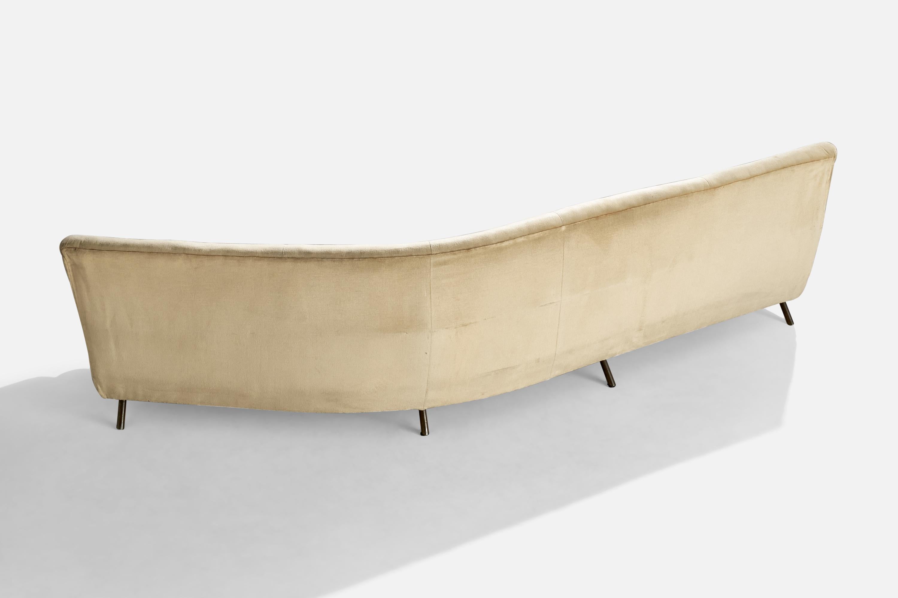 Marco Zanuso, Sofa, Velvet, Brass, Italy, 1950s For Sale 2