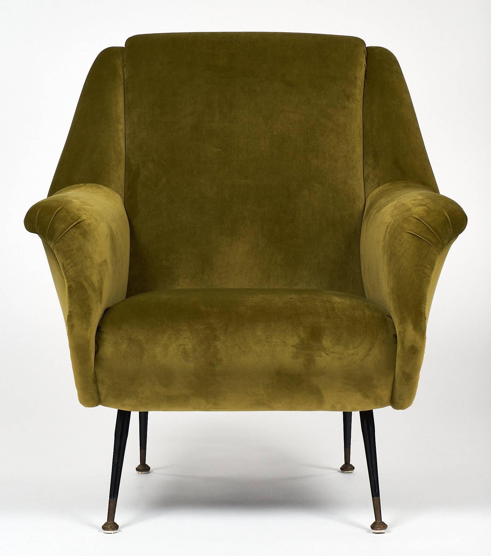 Mid-20th Century Marco Zanuso Style Green Armchairs