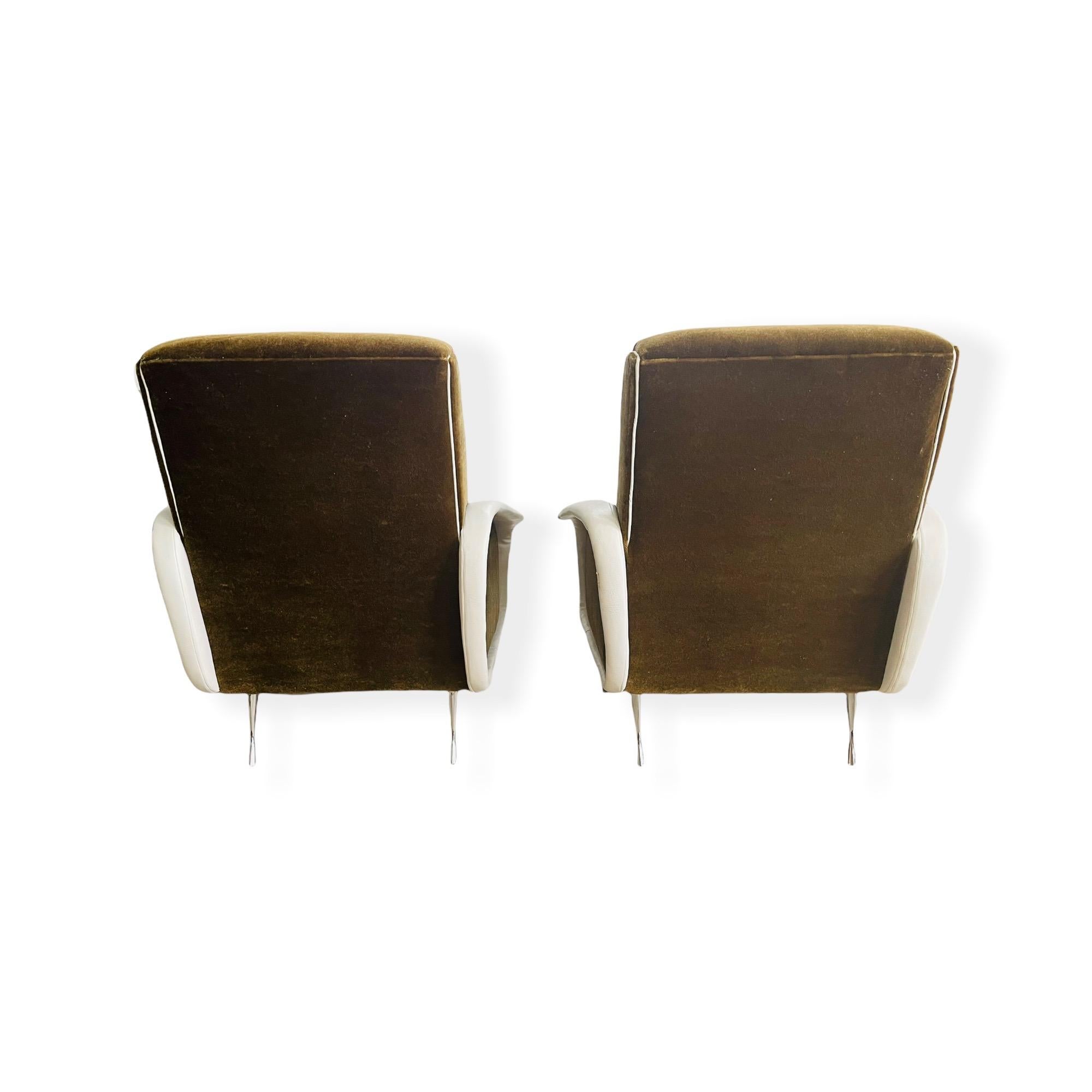 Suede Marco Zanuso Style Italian Modern Lounge Chair