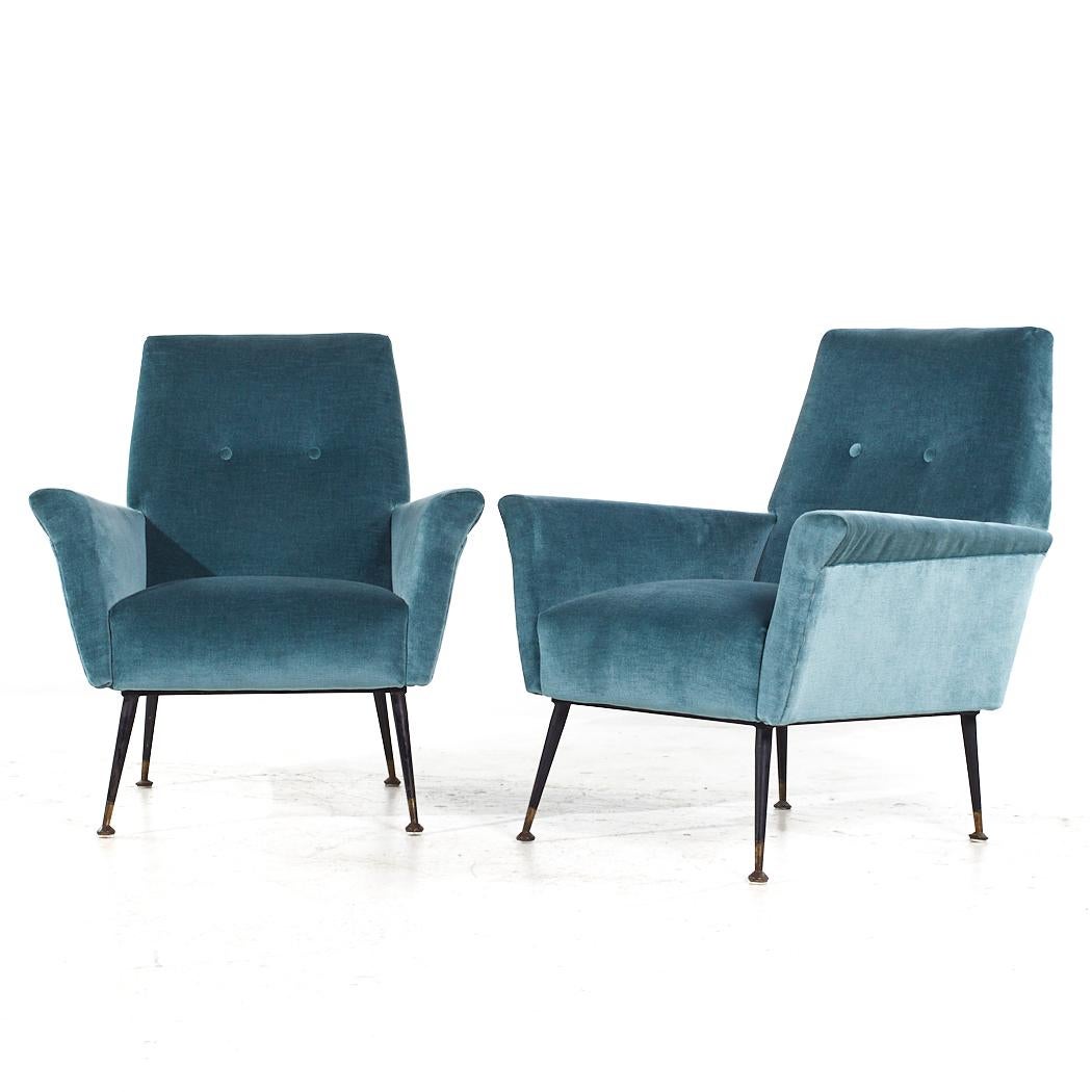 Mid-Century Modern Marco Zanuso Style Mid Century Italian Lounge Chairs - Pair For Sale