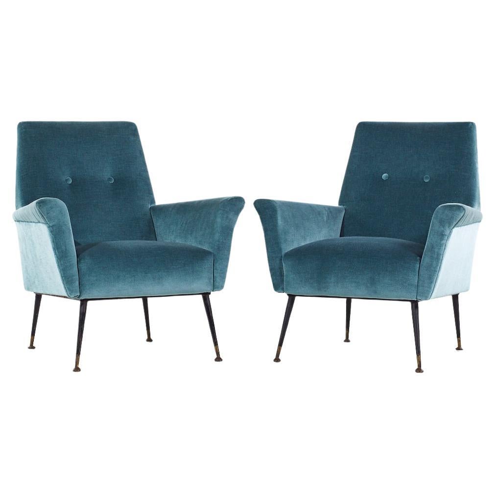 Marco Zanuso Style Mid Century Italian Lounge Chairs - Pair For Sale