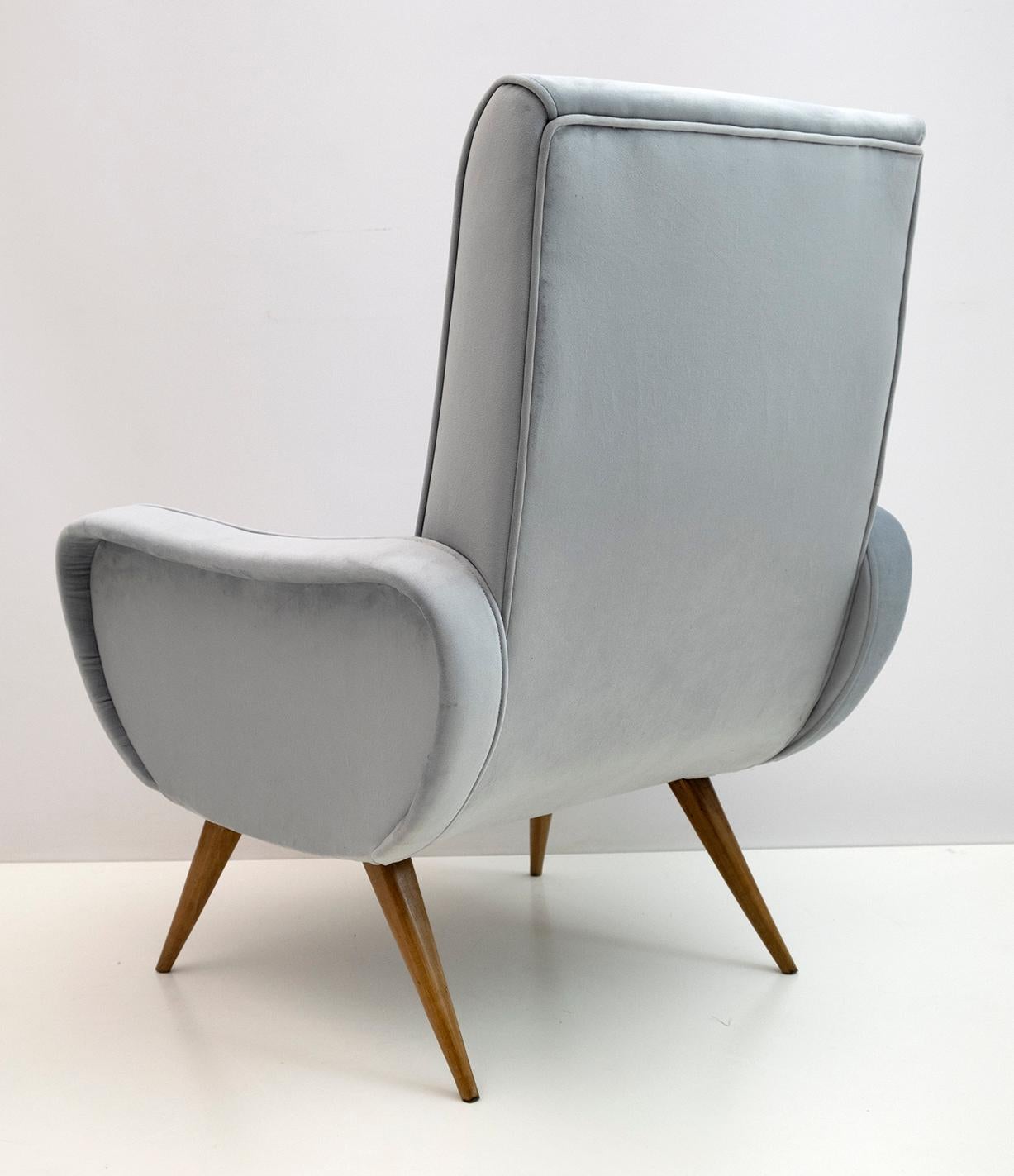 Marco Zanuso Style Mid-Century Modern Velvet Armchair, 1950s 2