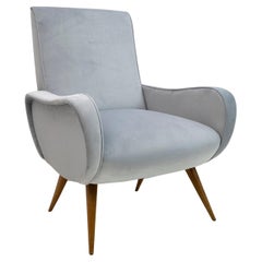 Used Marco Zanuso Style Mid-Century Modern Velvet Armchair, 1950s