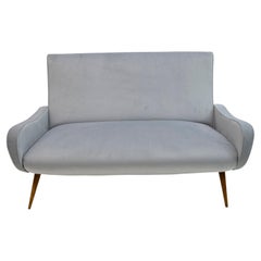 Marco Zanuso Style Mid-Century Modern Velvet Sofa "Lady", 50s