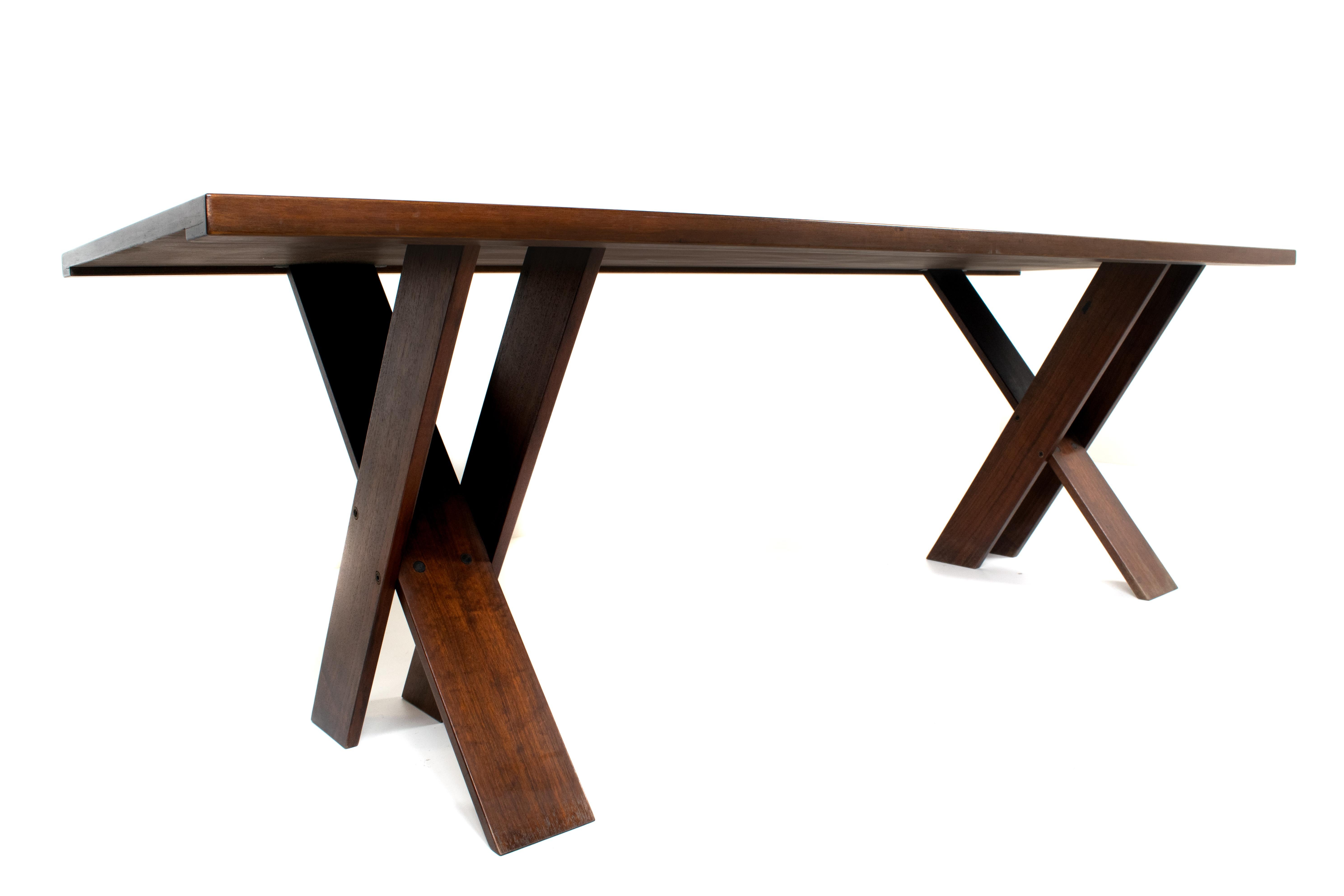 Mid-Century Modern Marco Zanuso Walnut Dining Table TL 58 for Poggi, Italy, 1970s