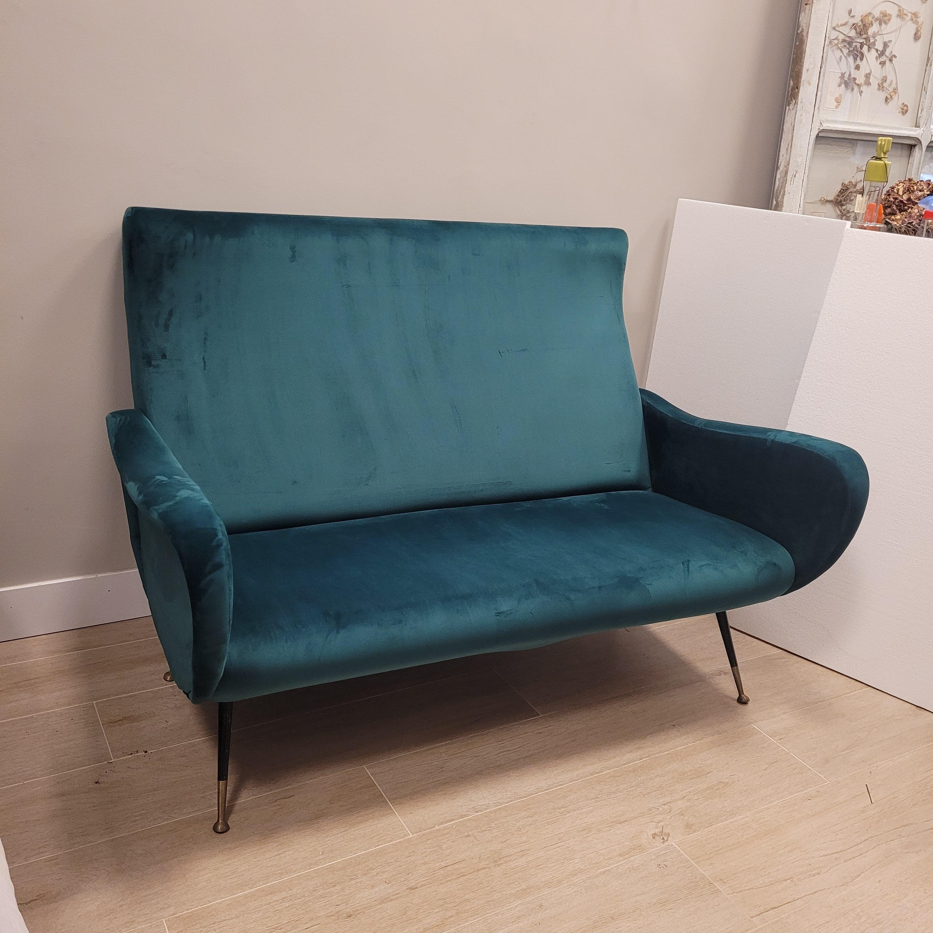 Marco Zanusso Italian Green Sofa for two For Sale 7