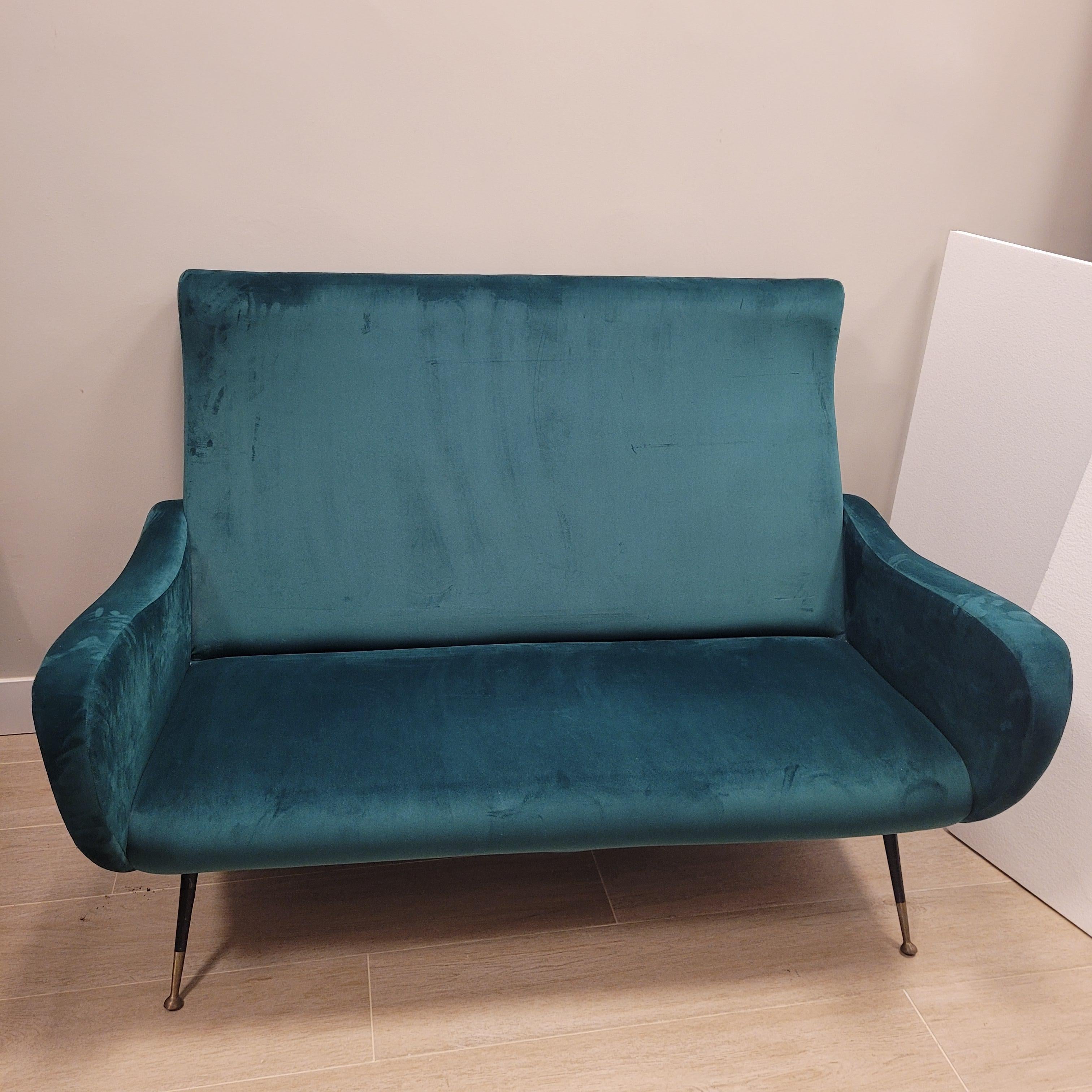 Marco Zanusso Italian Green Sofa for two For Sale 9