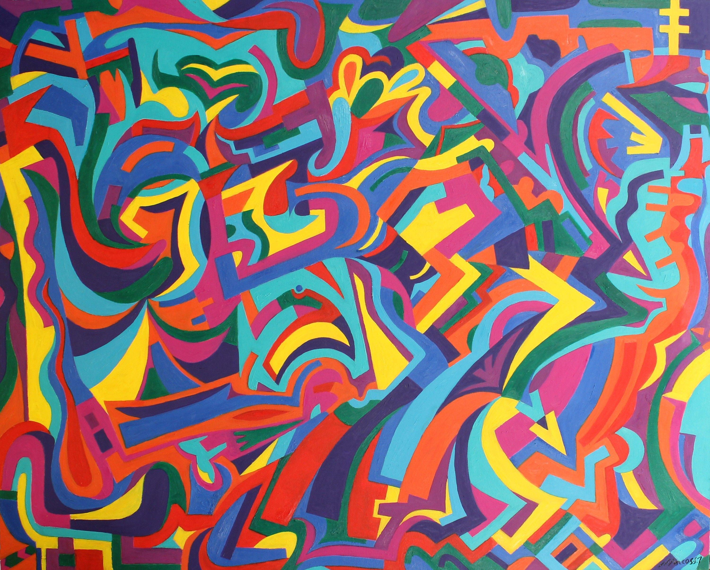 Marcos InÃ¡cio Abstract Painting - Urban Prism, Painting, Oil on Canvas