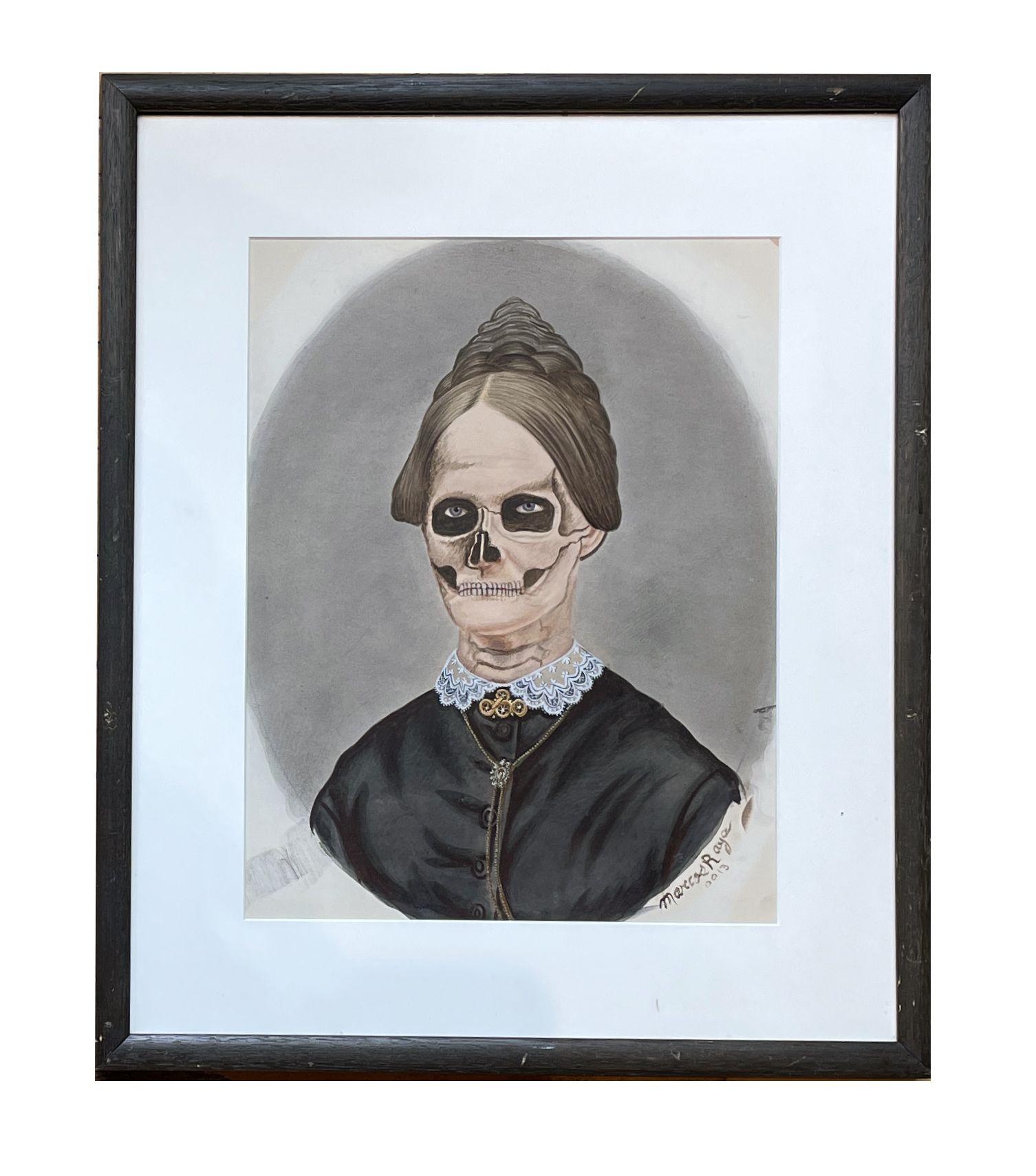 Mrs. Baxter - Antique Painted and Appropriated Photograph - Mixed Media Art by Marcos Raya