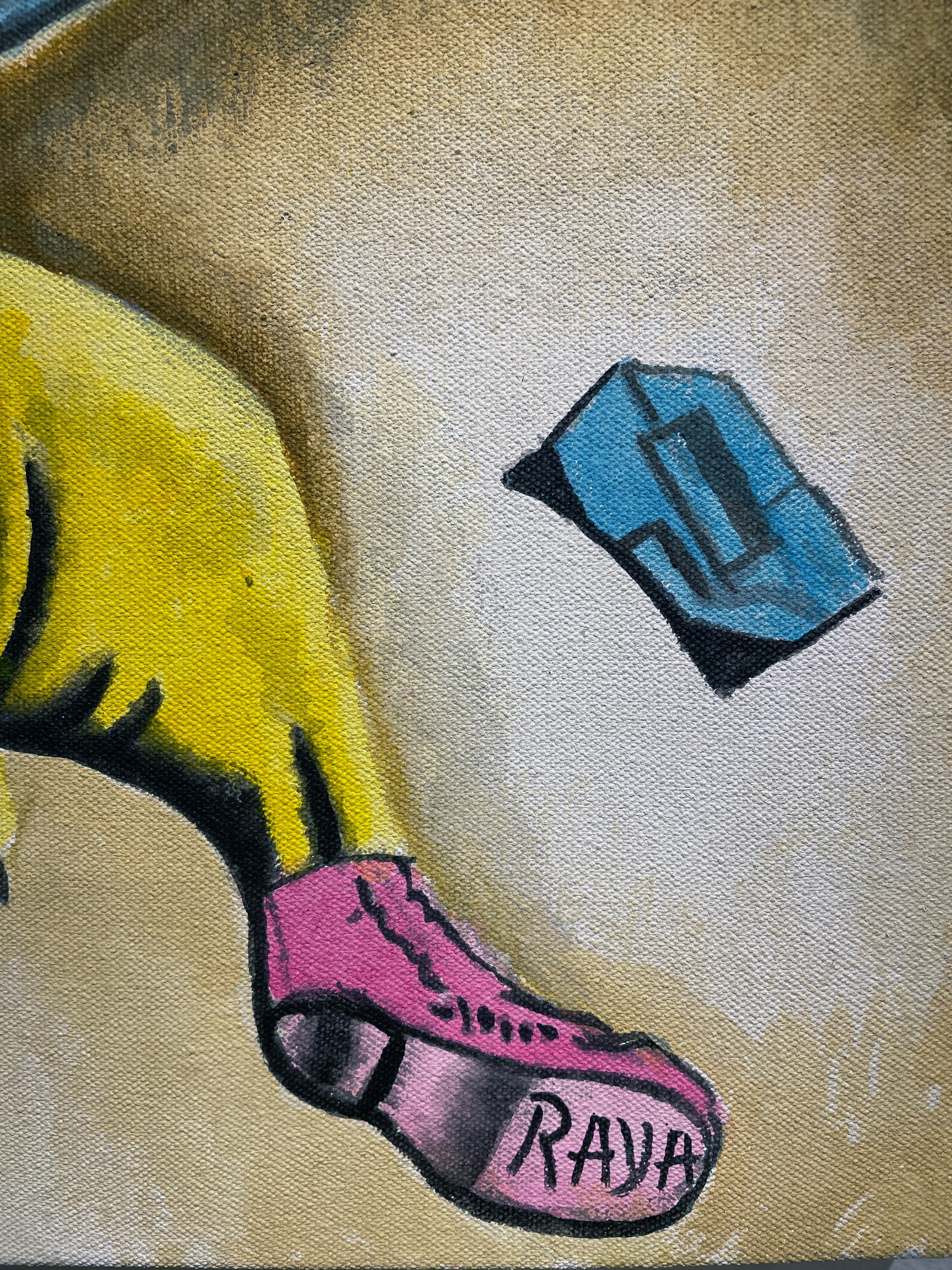 Dog Years - Autoritratto a colori vivaci dell'artista come cane giallo in vendita 1