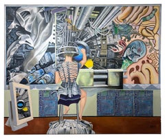 Techno Muralist - Surreal Meets Techno, Large Scale, Oil on Canvas Painting