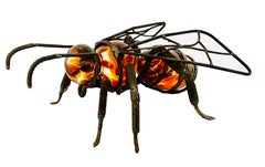 Hand-Blown Glass Bee, Recycled Steel and Crystal Parts