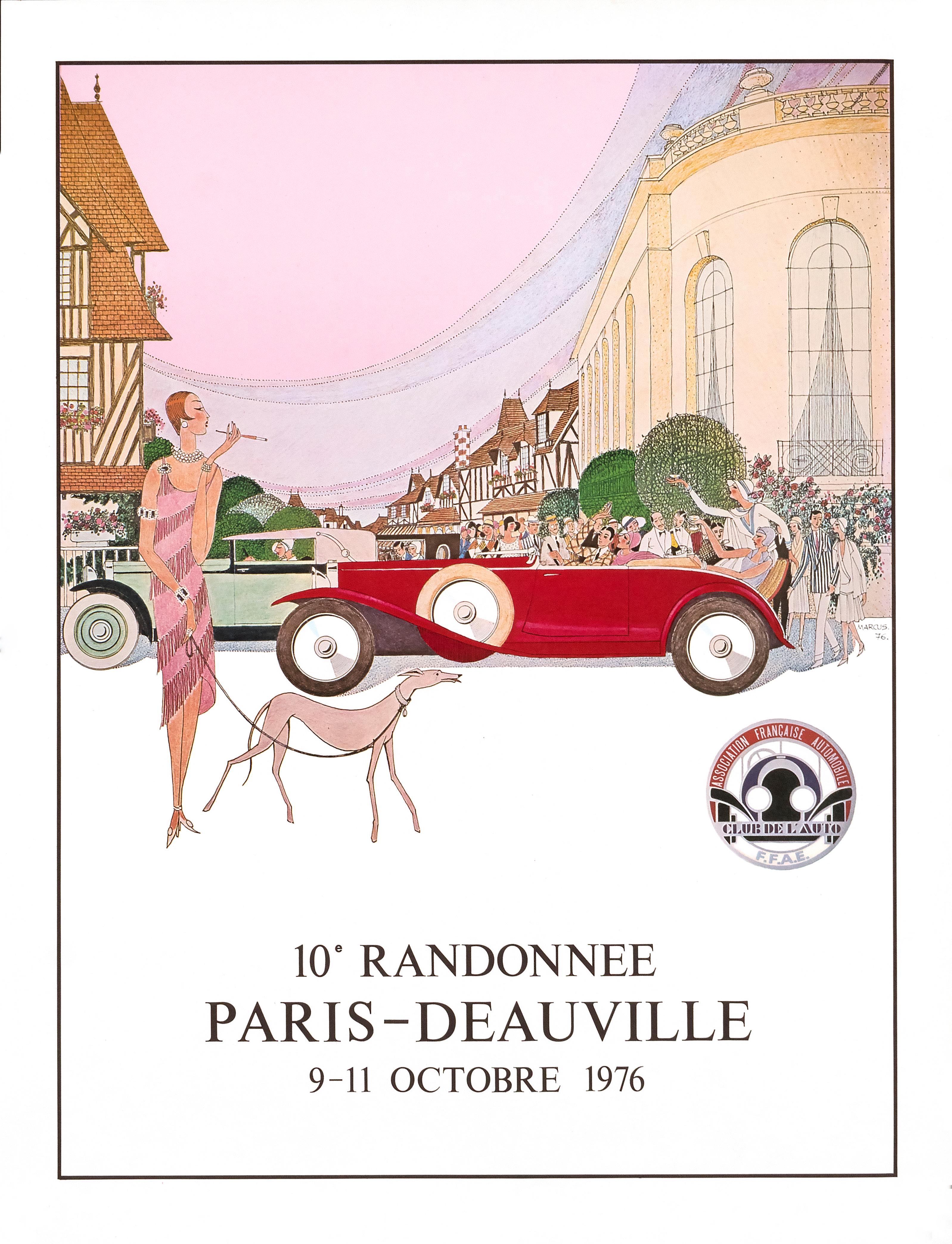 Marcus Figurative Print - Original Vintage Paris Deauville French Auto Club Poster 1976