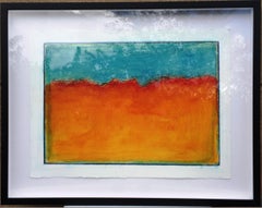 #35 April 2017 Abstract Original Orange Blue Contemporary  Painting