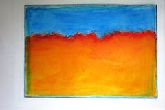 #35 April 2017 Abstract Original Orange Blue Contemporary  Painting