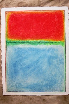 Rojo turquesa Abstracto Obra original sobre papel nº 38 Abril 2017