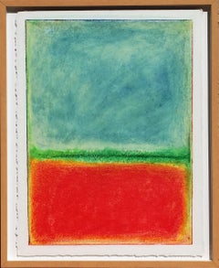 Œuvre originale sur papier abstraite rouge turquoise n° 38 avril 2017