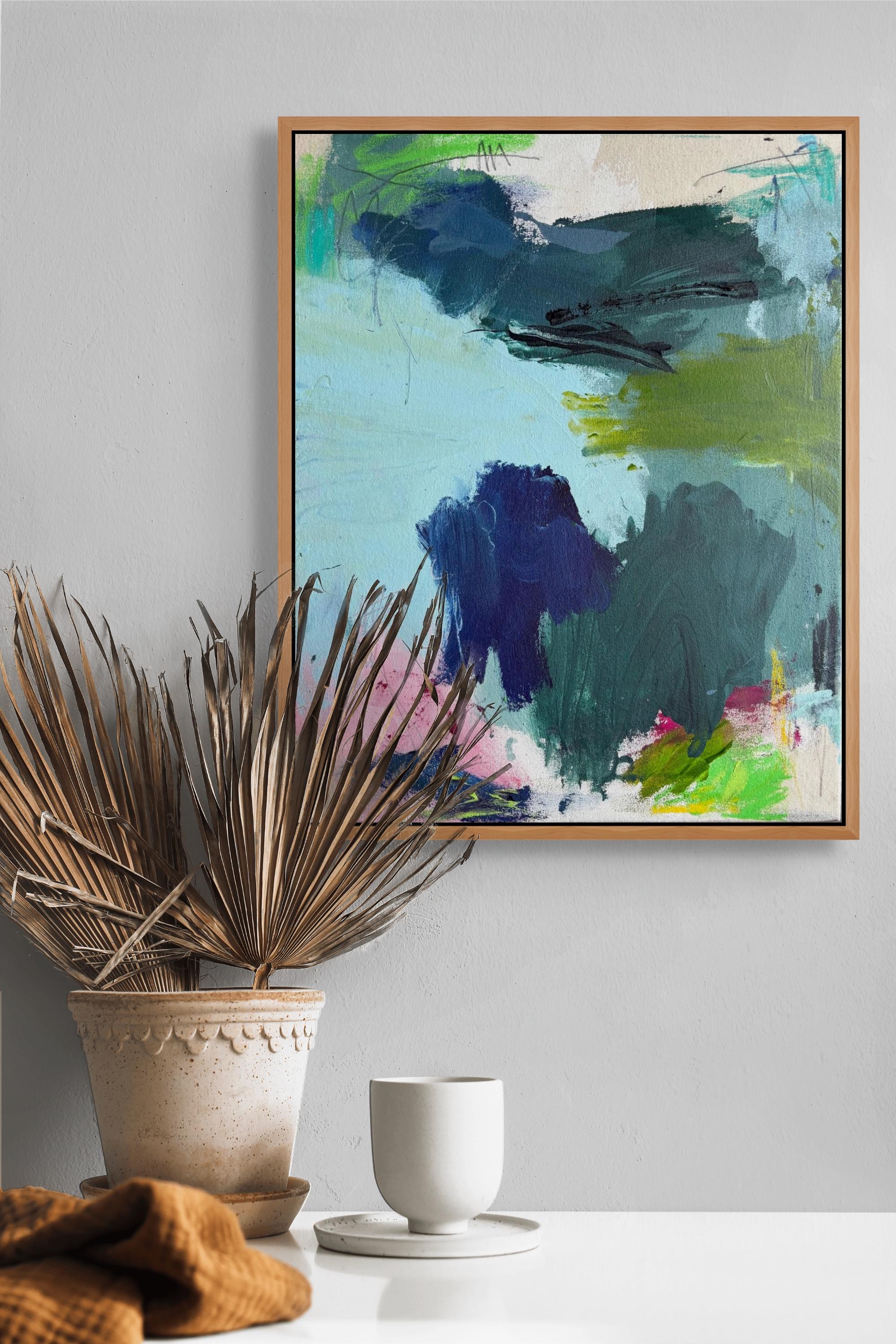 Feather duster (Abstract painting) - Blue Abstract Painting by Marcus Aitken