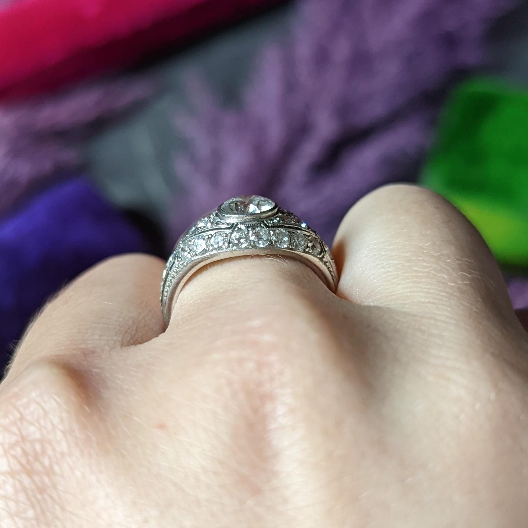 Marcus and Co. Art Deco 1.95 Carats Diamond Platinum Bombè Band Engagement Ring 6