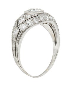 Marcus and Co. Art Deco 1.95 Carats Diamond Platinum Bombè Band Engagement Ring
