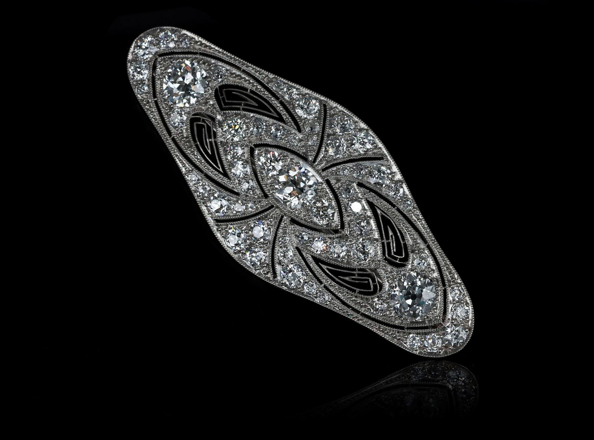 Broche en diamants de Marcus & Co., américaine, vers 1915. en vente 1