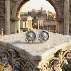 MARCUS AURELIUS AND FAUSTINA Authentic Roman Coins Silver Earrings