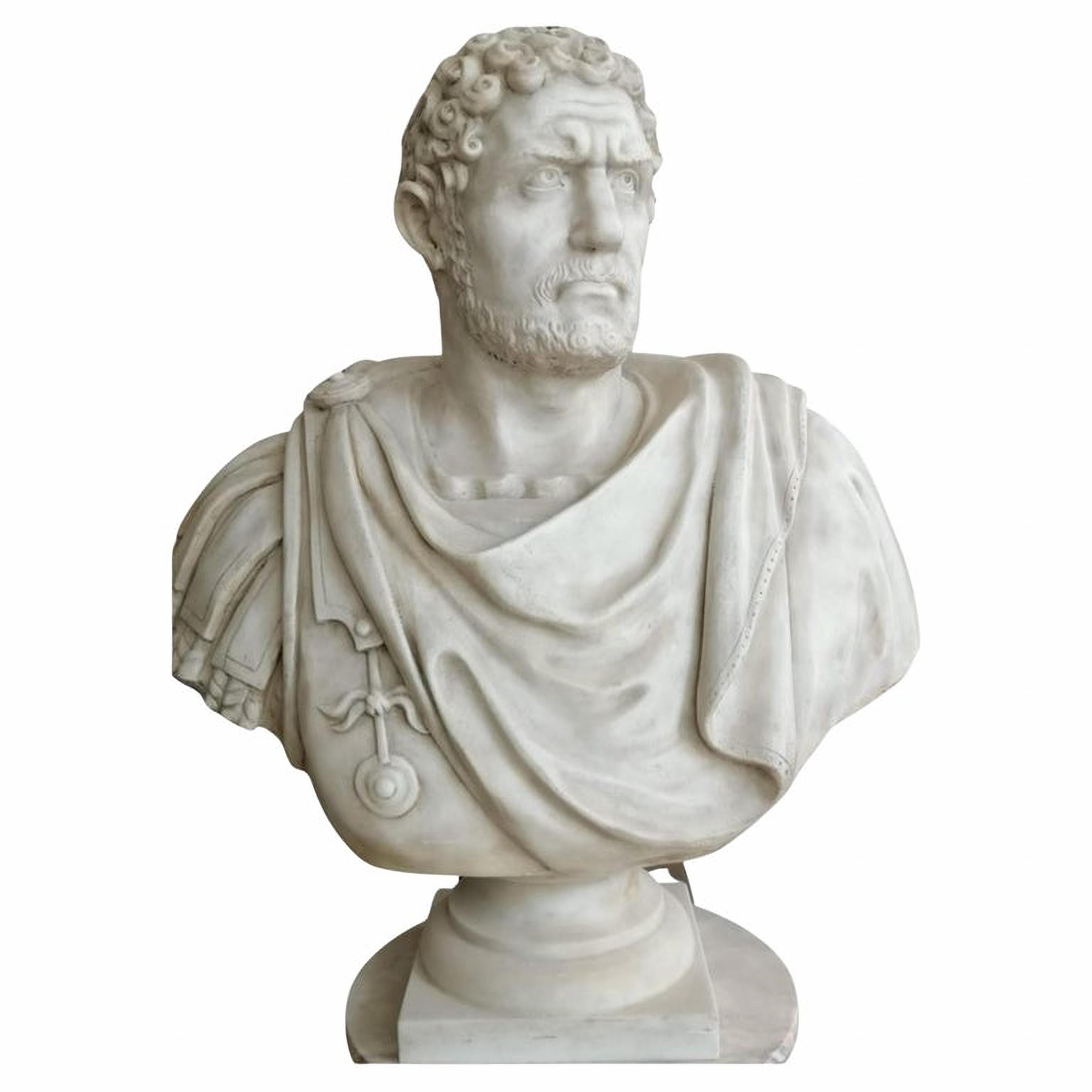 Marcus Aurelius Antoninus Caracalla Carrara Marble Sculpture Began, 20th Century For Sale 4