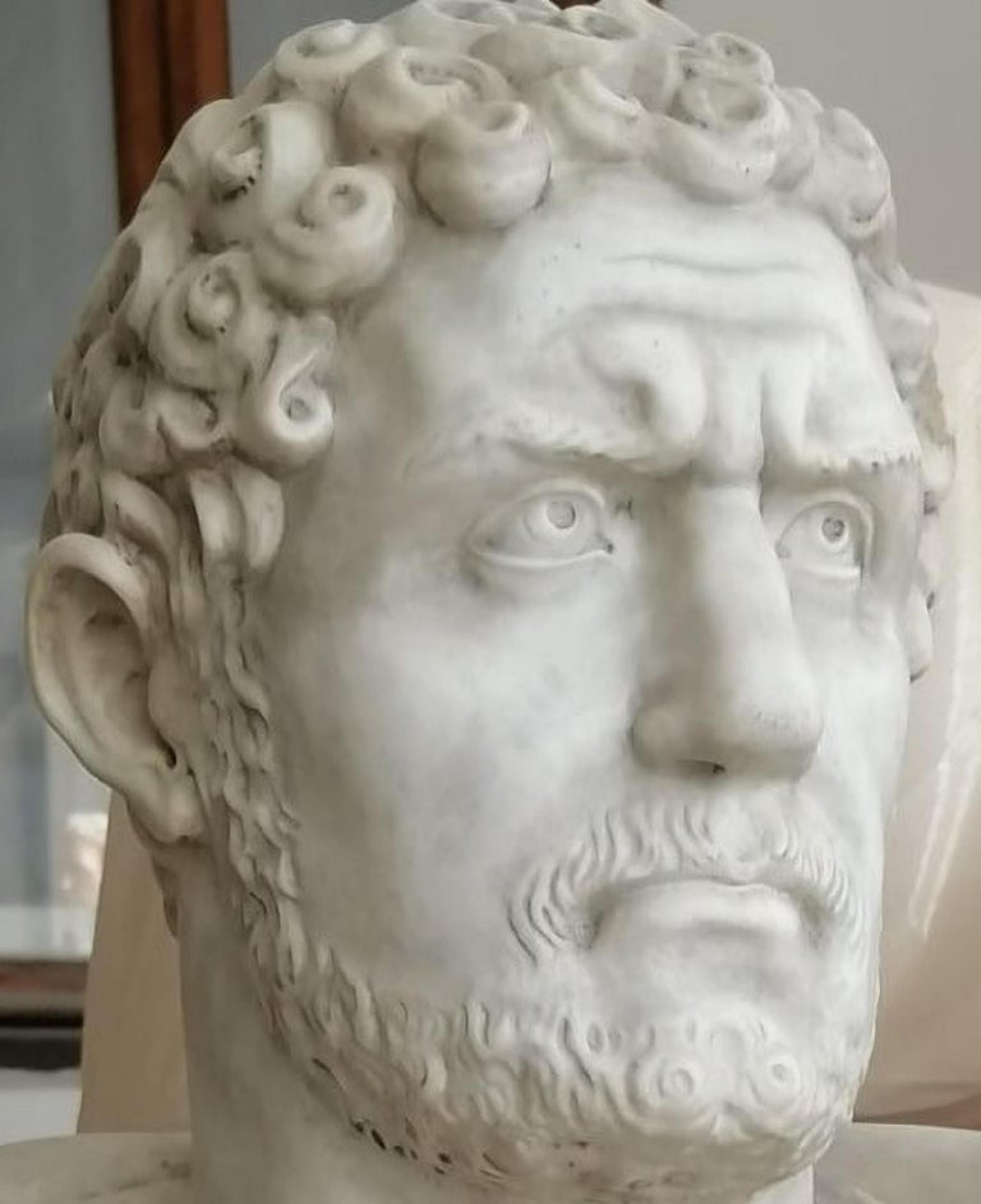 Modern Marcus Aurelius Antoninus Caracalla Carrara Marble Sculpture Began, 20th Century For Sale