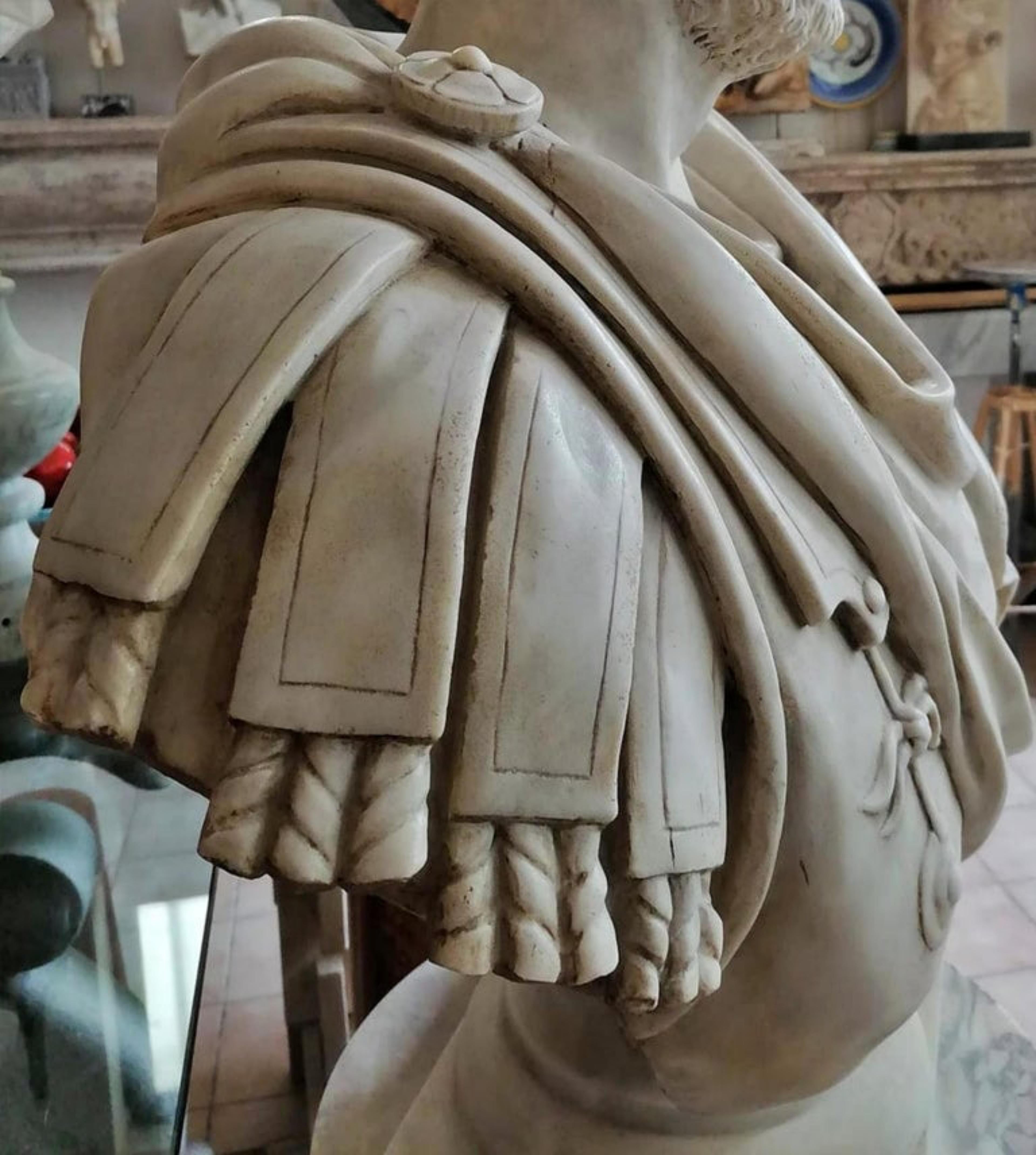 Italian Marcus Aurelius Antoninus Caracalla Carrara Marble Sculpture Began, 20th Century For Sale