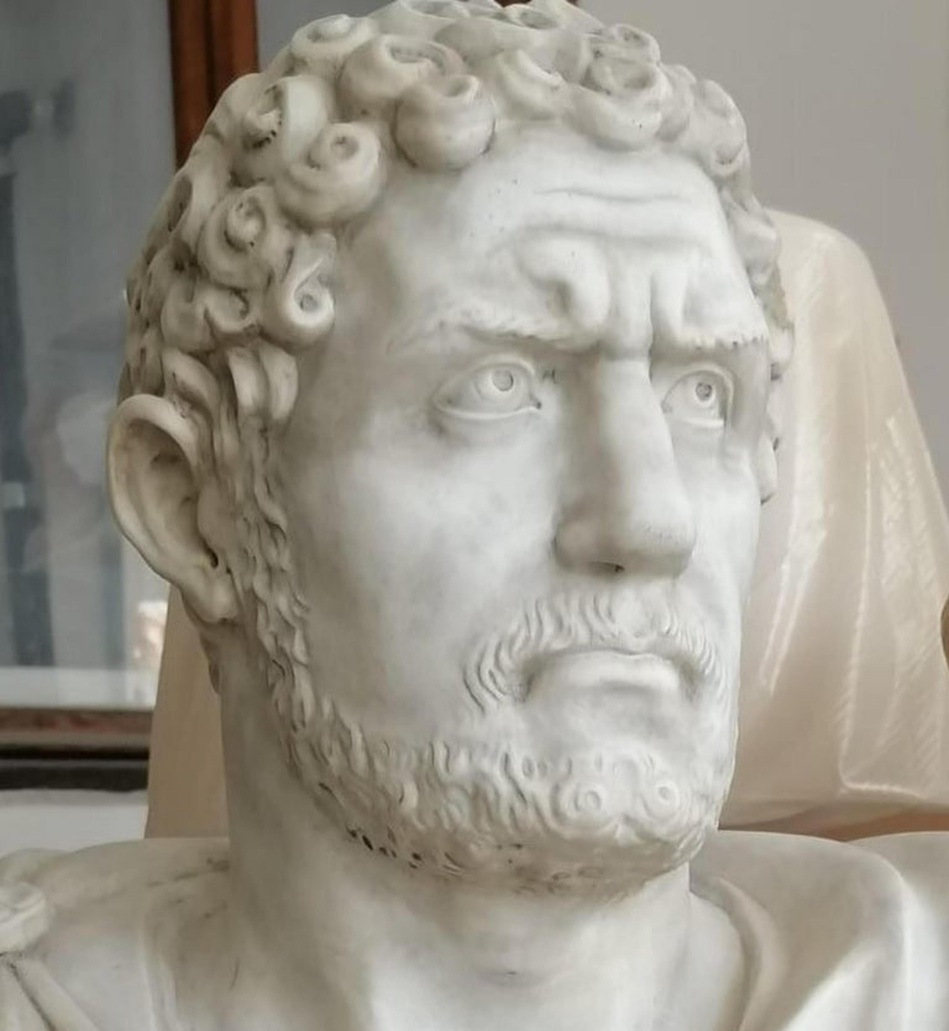Marcus Aurelius Antoninus Caracalla Carrara Marble Sculpture Began, 20th Century For Sale 1