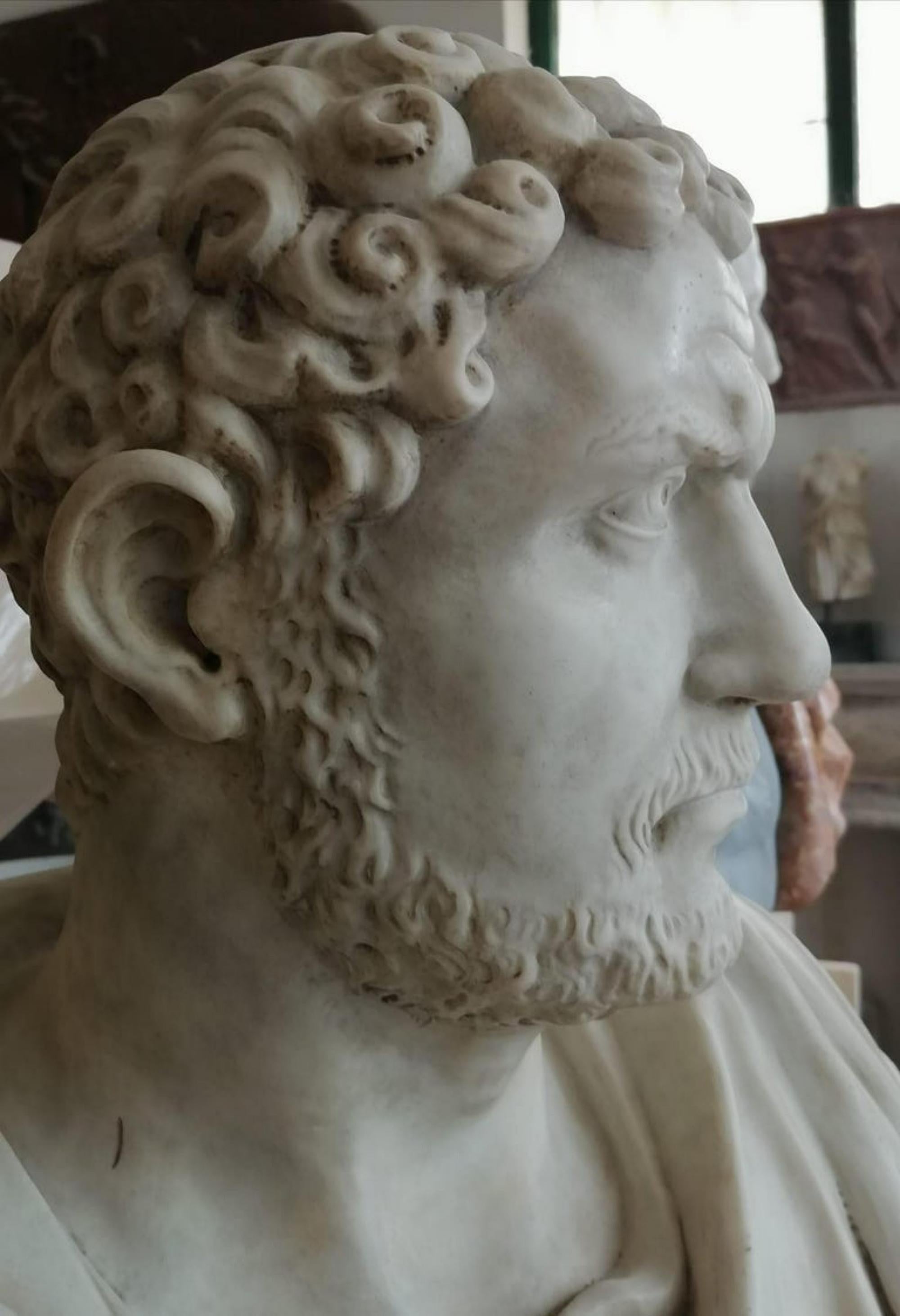 Marcus Aurelius Antoninus Caracalla Carrara Marble Sculpture Began, 20th Century For Sale 2