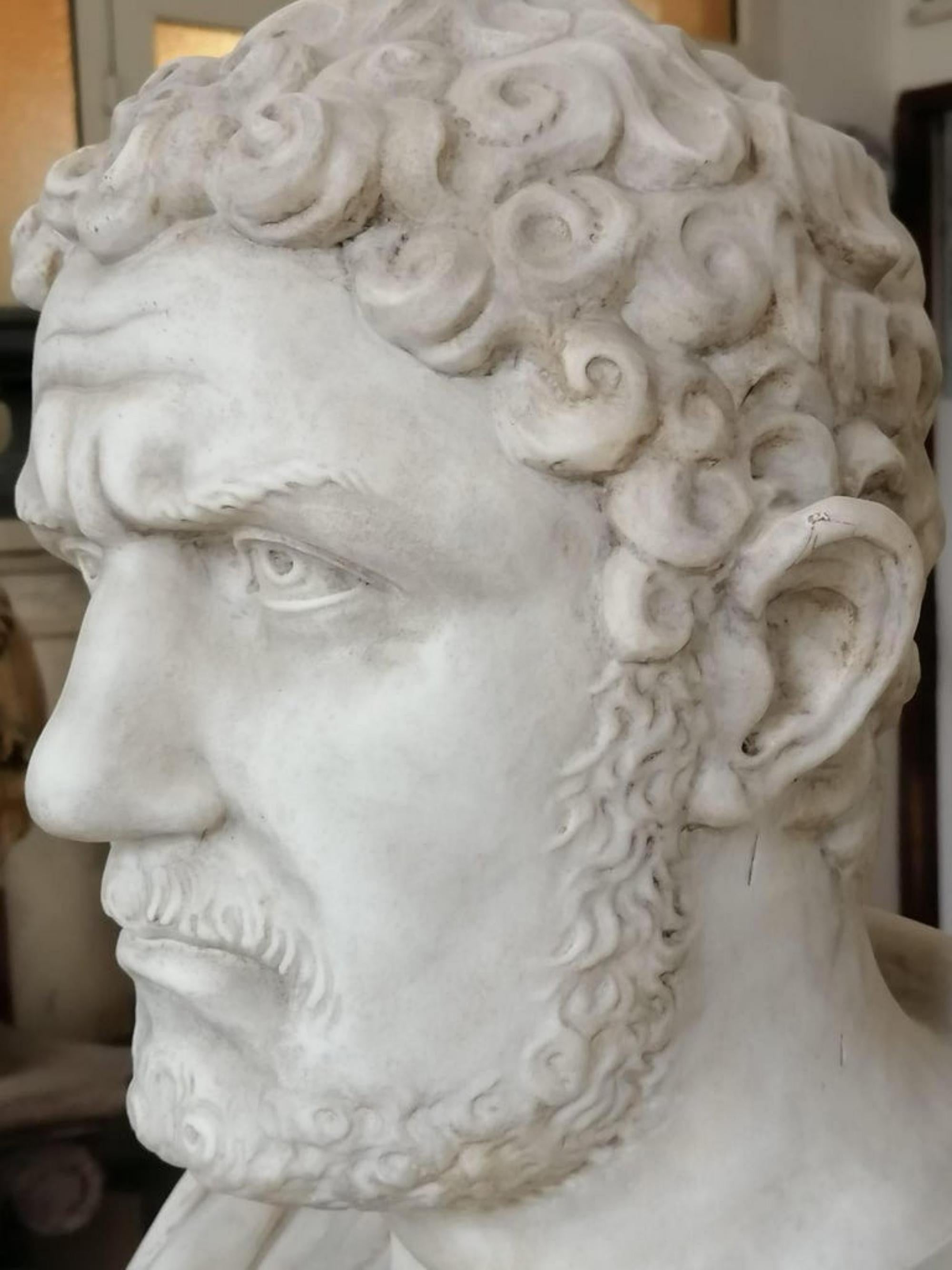 Marcus Aurelius Antoninus Caracalla Carrara Marble Sculpture Began, 20th Century For Sale 3